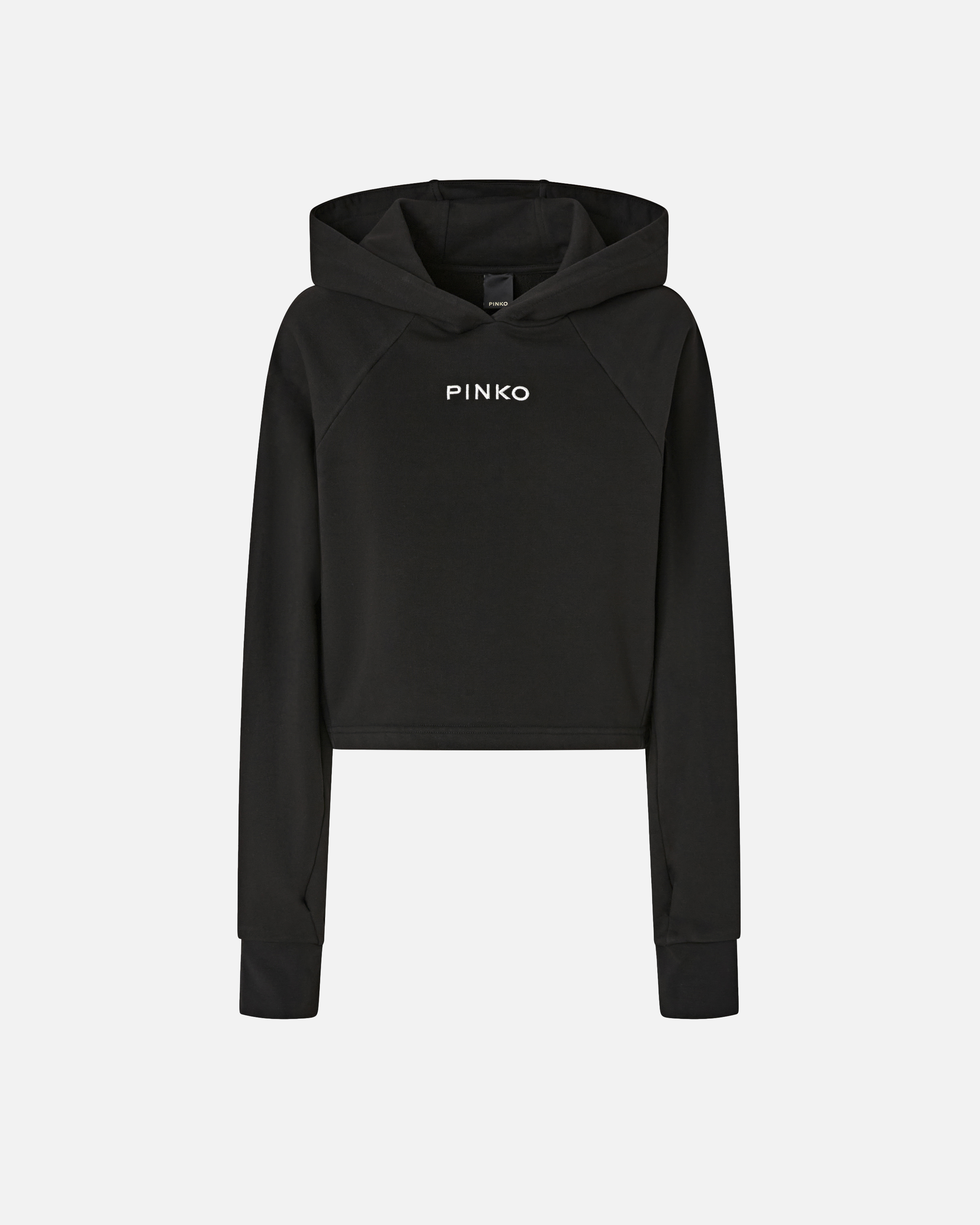 Cropped sweatshirt with embroidery PINKO Black