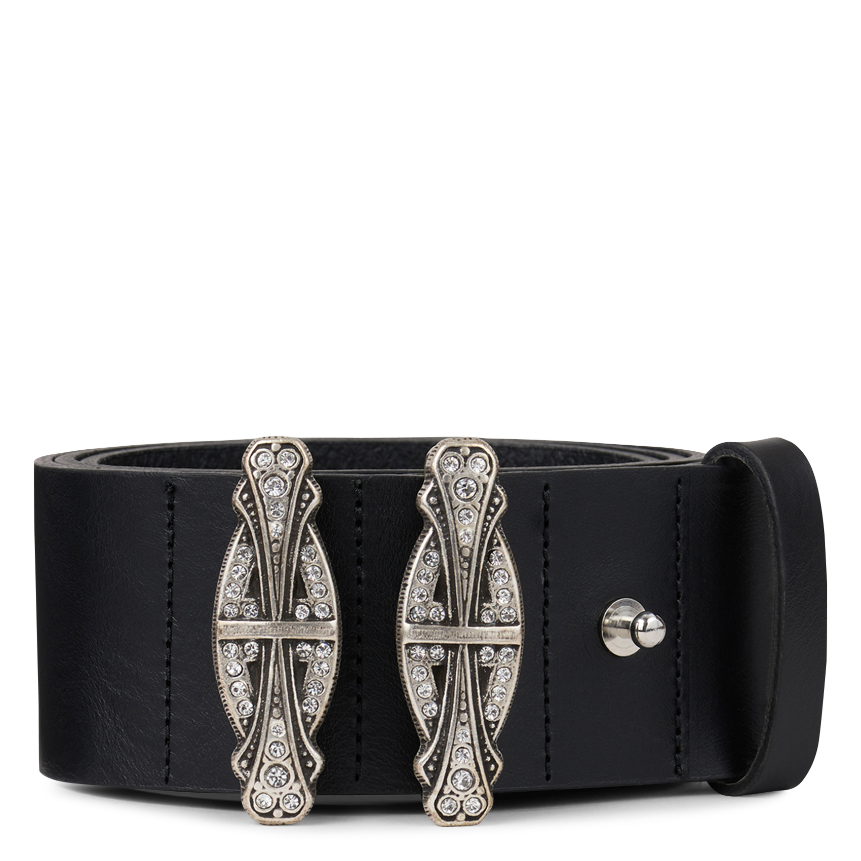 Riem met dubbele lus van leer BA&SH Zwart