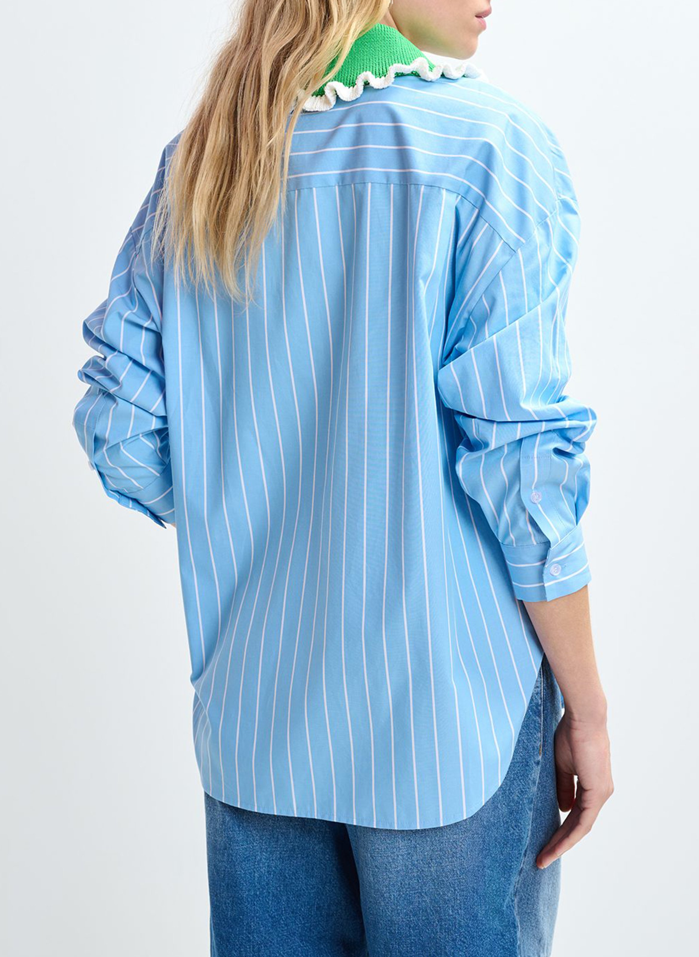 Chemise oversize col classique en coton rayé ESSENTIEL ANTWERP Bleu