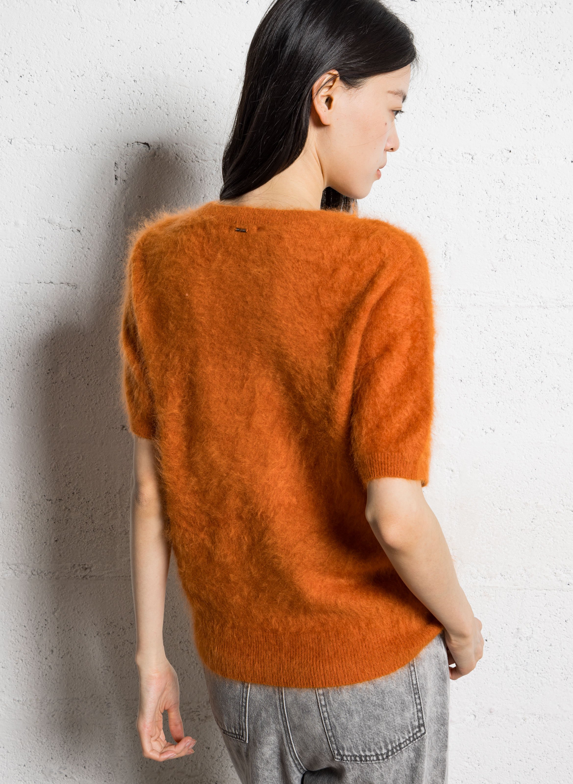 Maglione dritto scollo tondo in cashmere IKKS Arancio