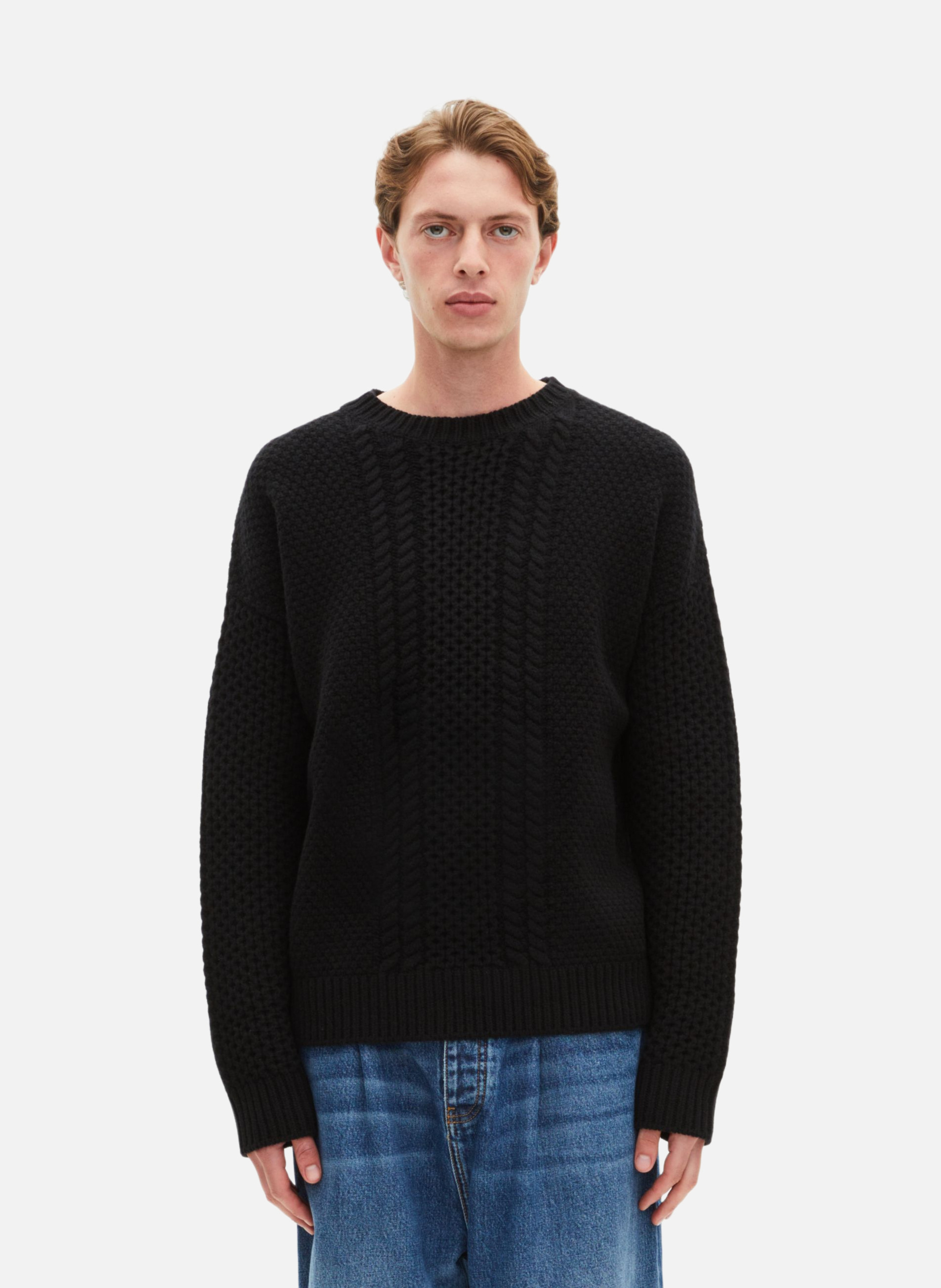 Wool cable sweater THE KOOPLES Black