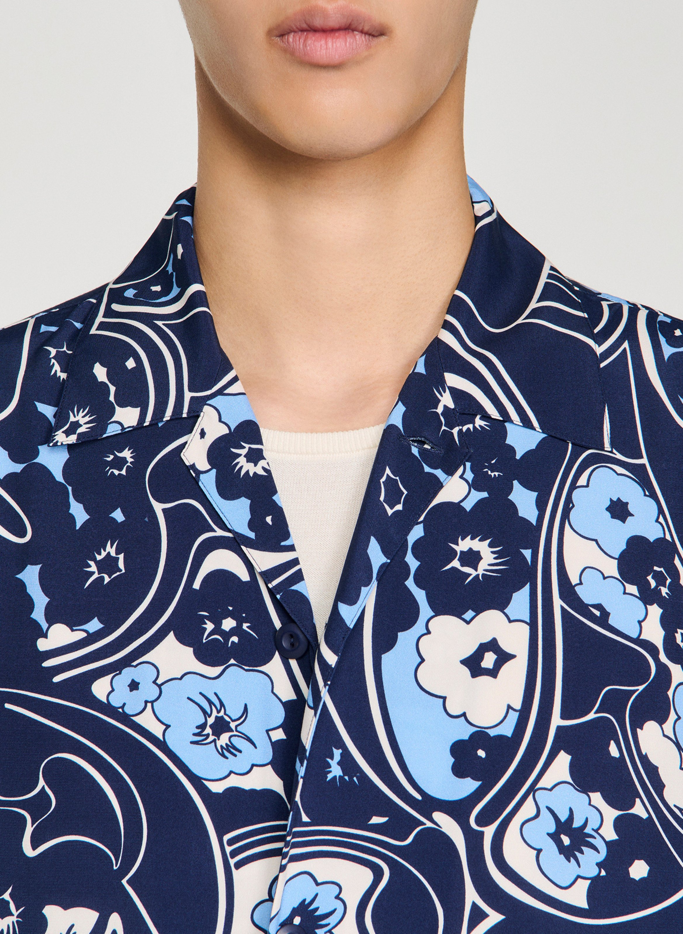 Overhemd met bloemenprint Blauw