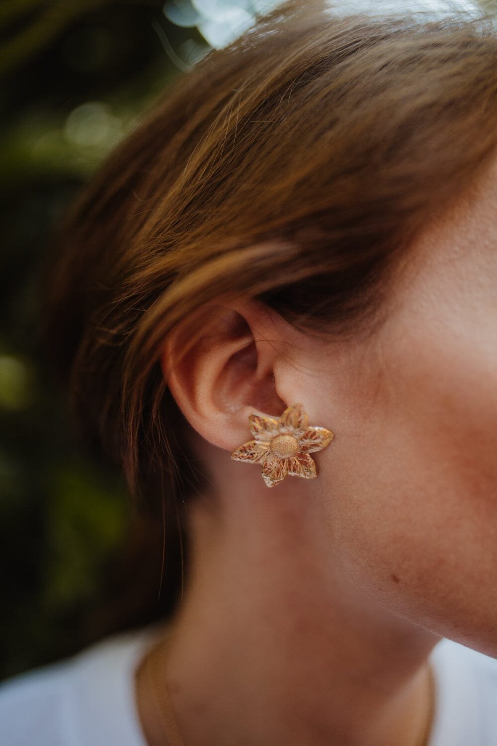 THÉIA - silver-plated flower stud earrings Golden