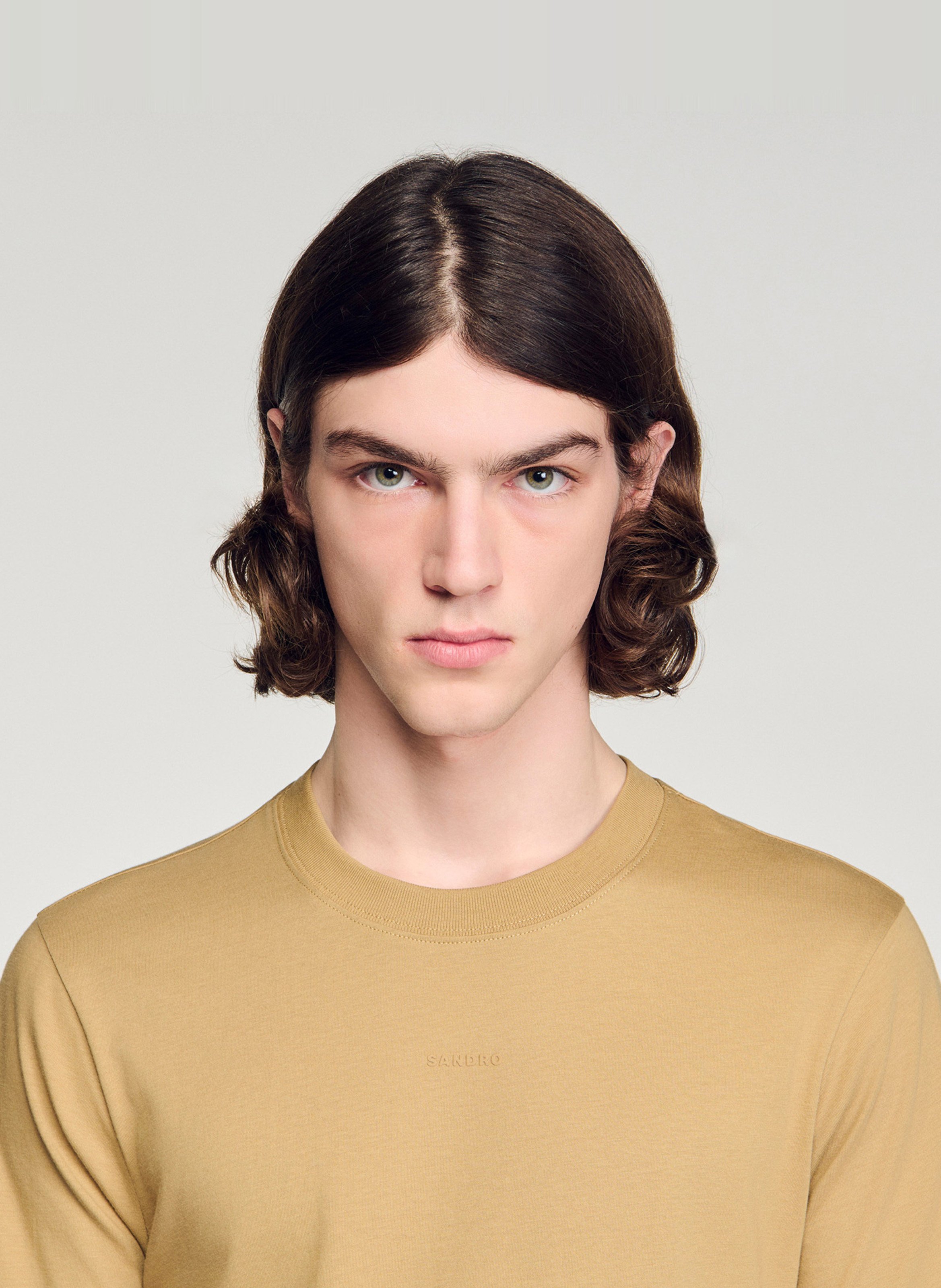 Tee-shirt col rond en coton SANDRO Beige