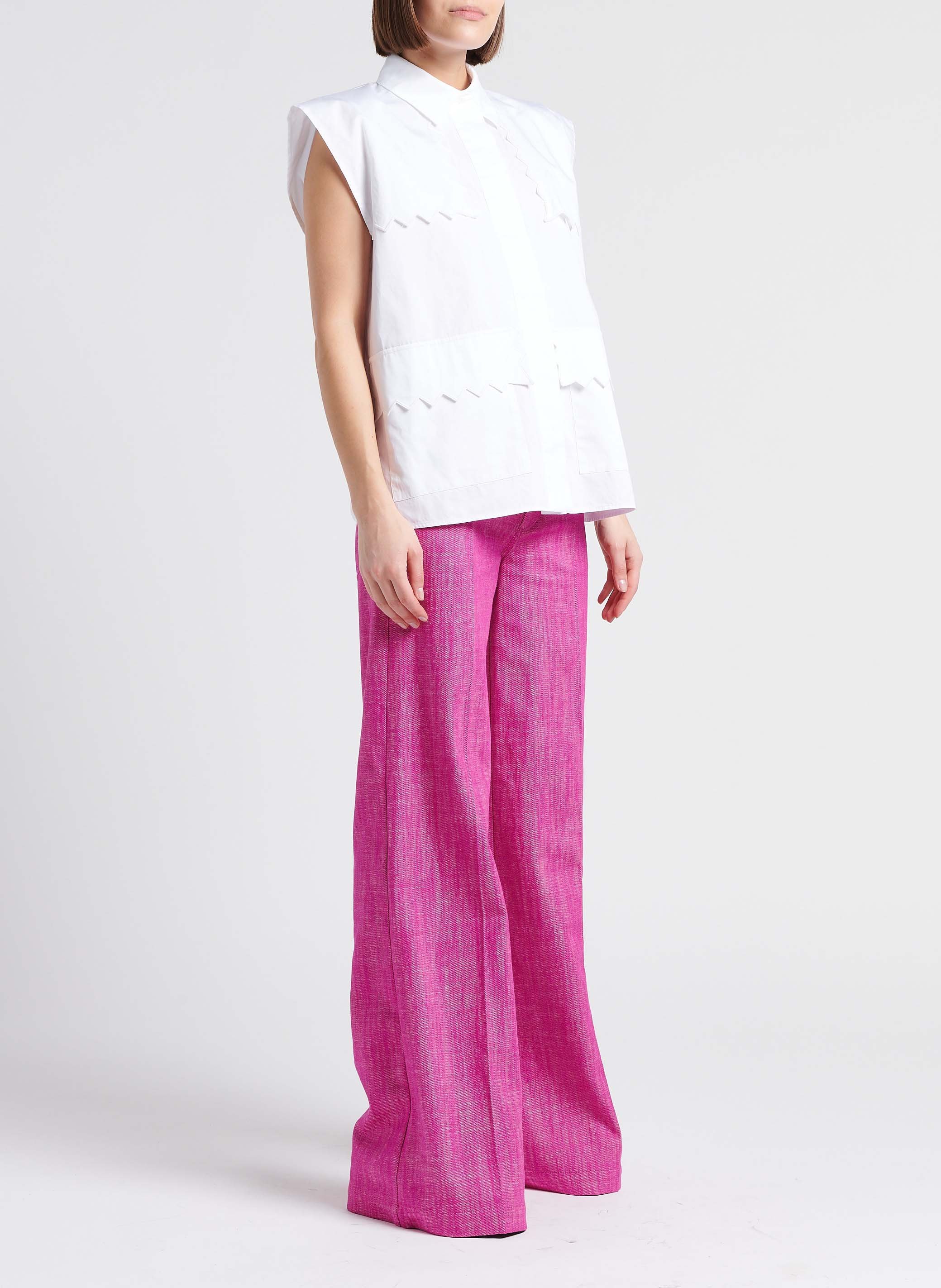 Relaxed cotton zigzag shirt COLLECTORS CLUB White