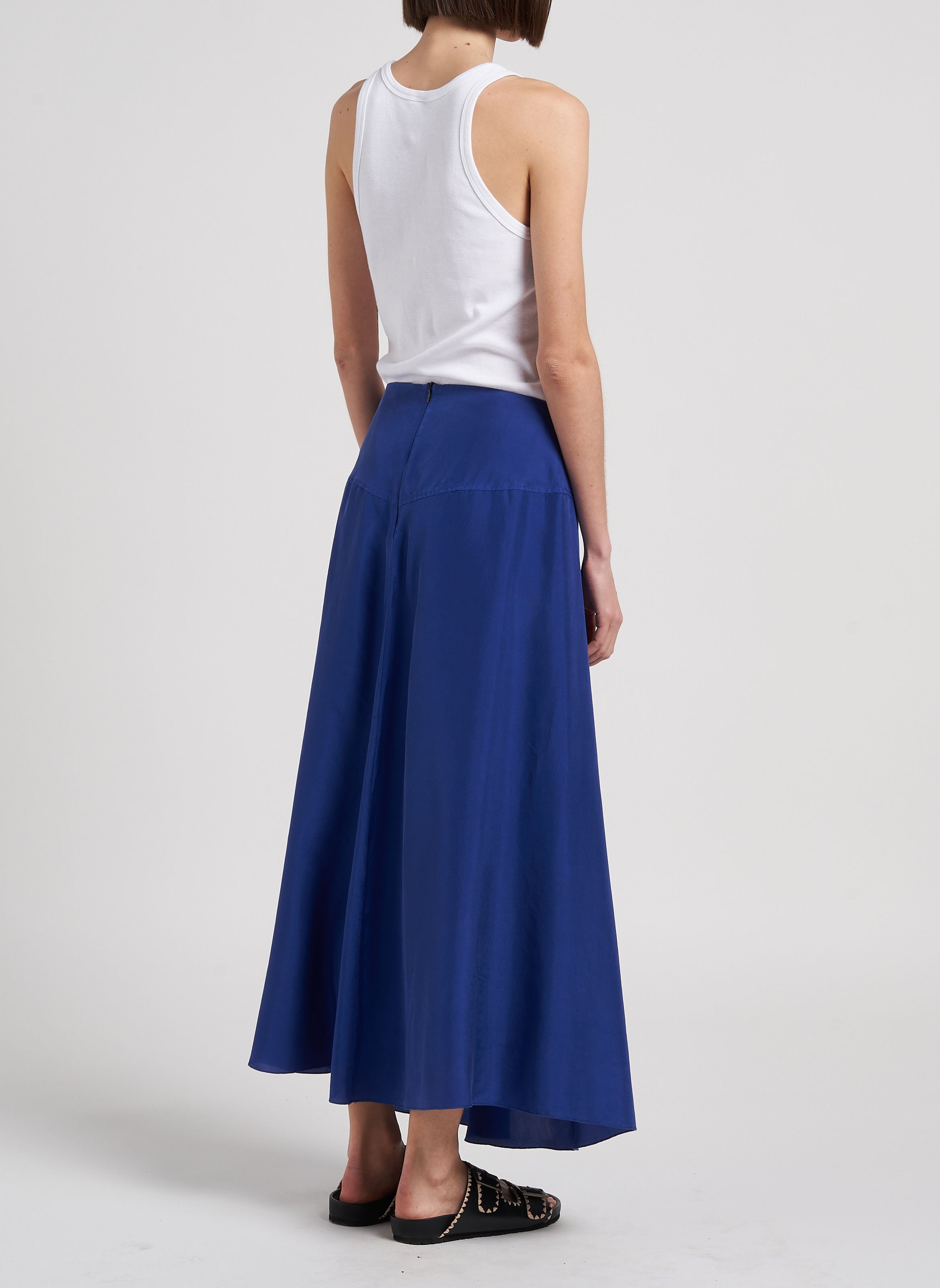 Long silk skirt POMANDERE Blue