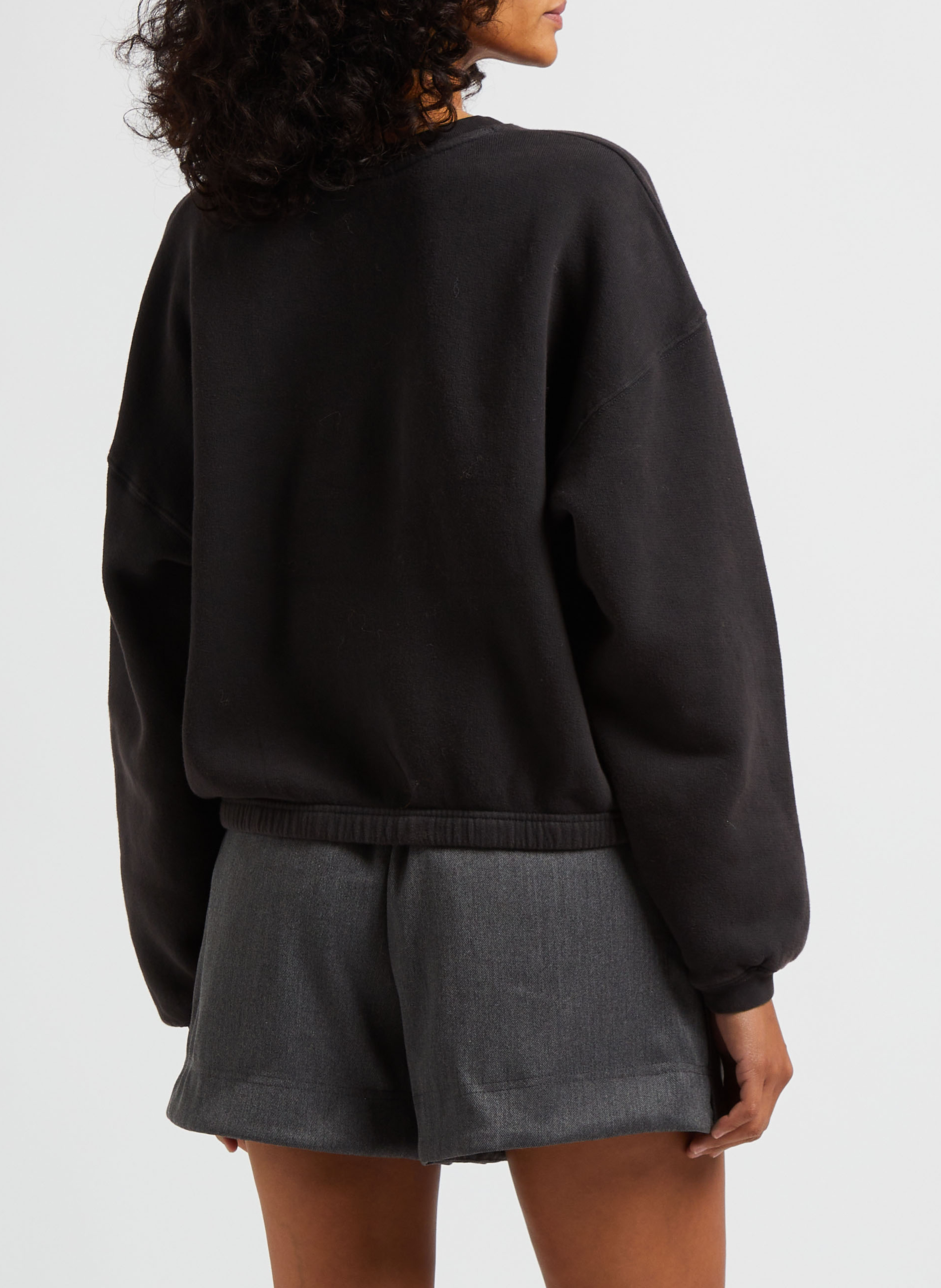 Kurzes Rundhals-Sweatshirt aus Baumwoll-Mix AMERICAN VINTAGE Schwarz