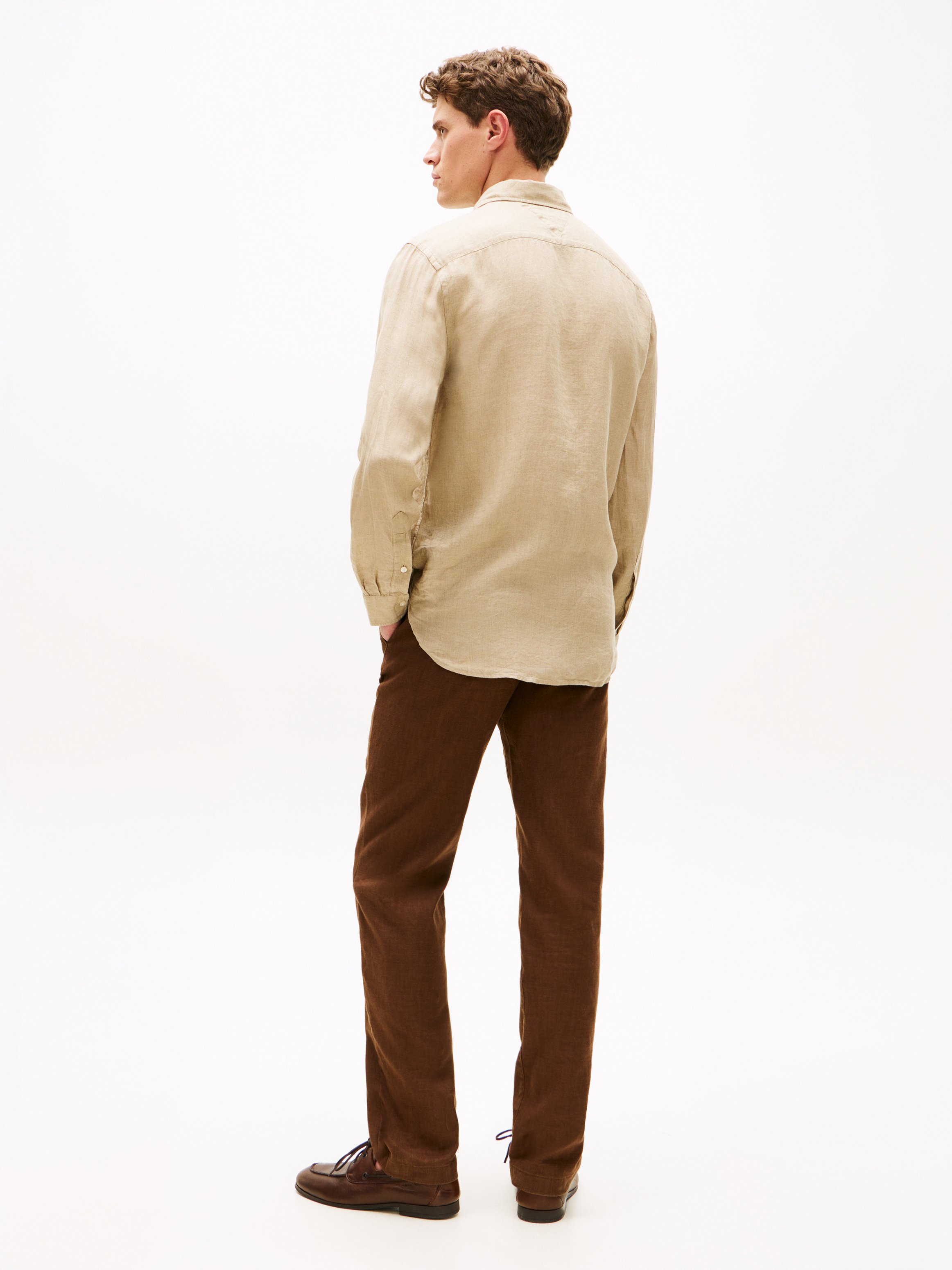 Gerade geschnittenes Leinenhemd TOMMY HILFIGER Khaki