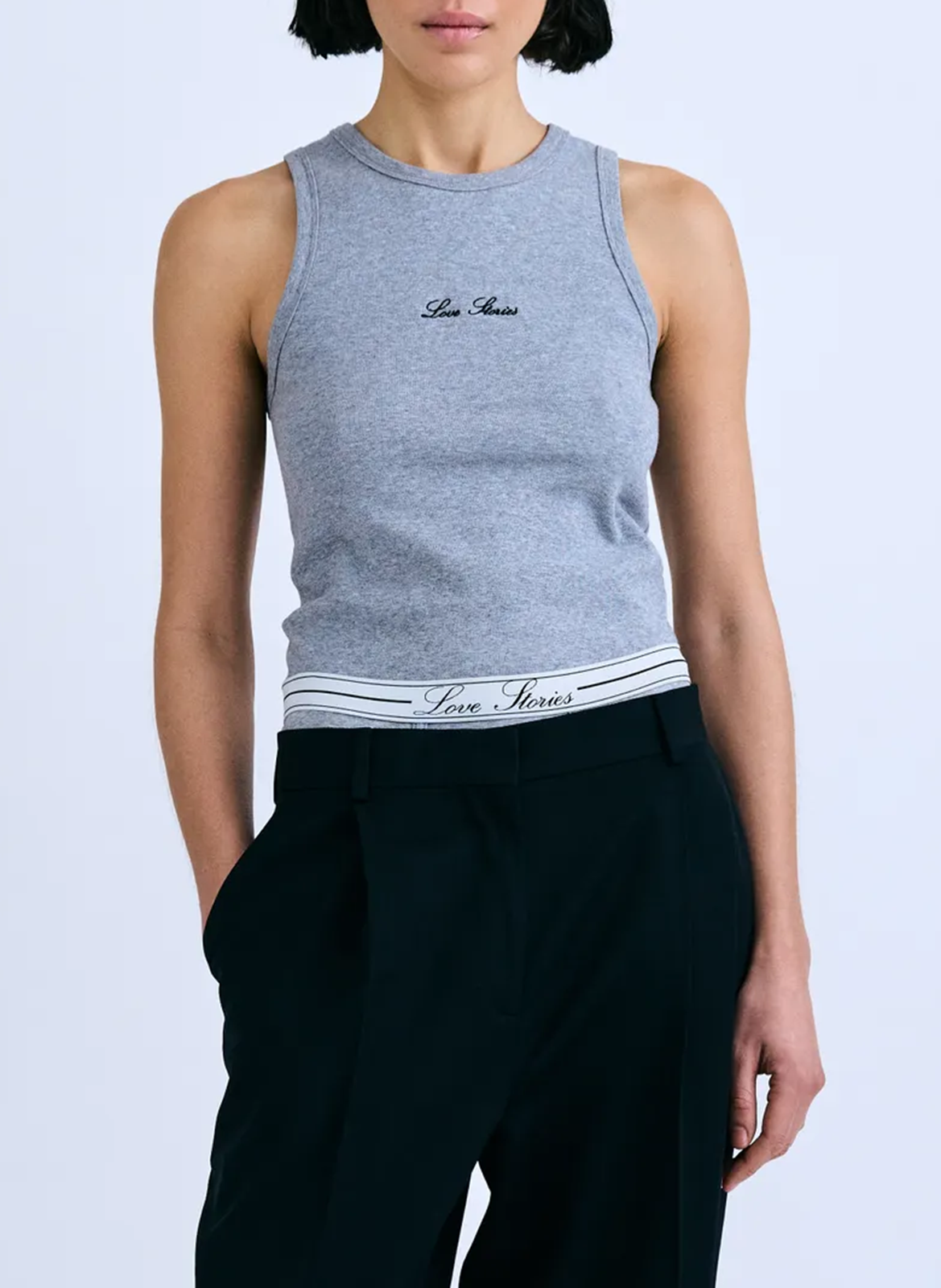 Débardeur uni à broderie logo LOVE STORIES Argent