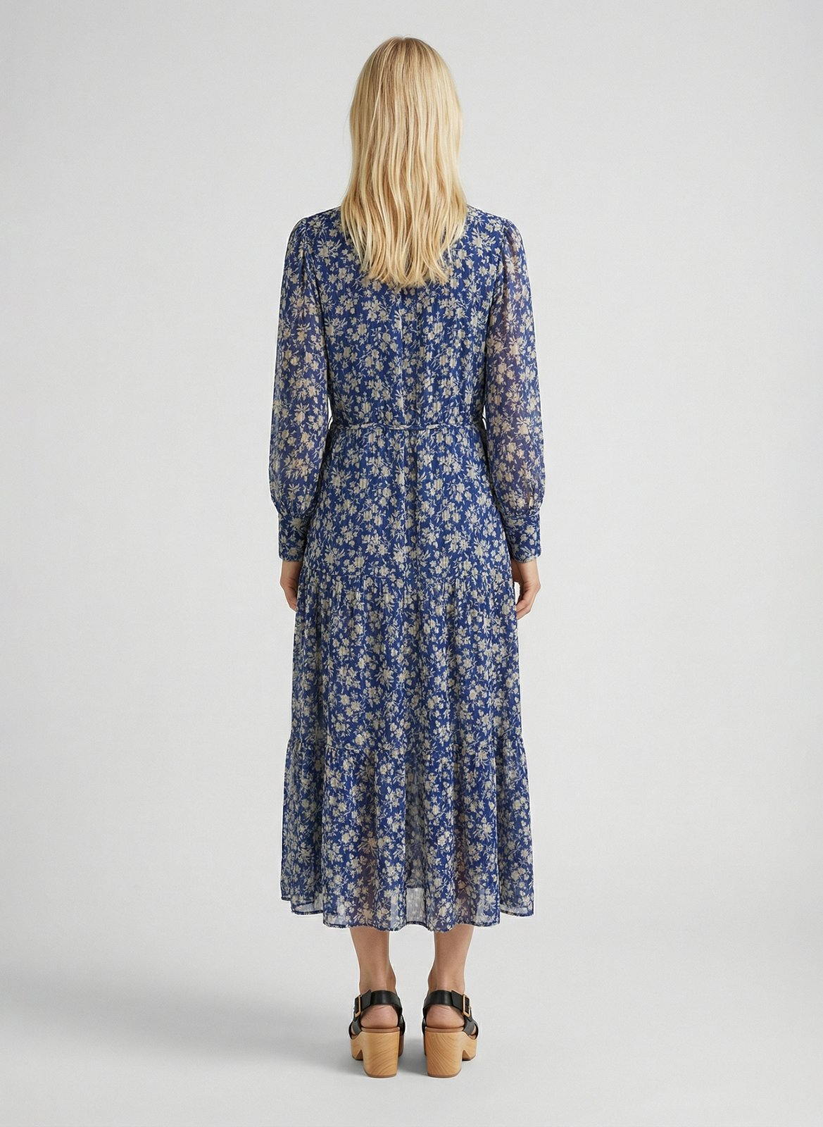 Robe longue col V imprimée GERARD DAREL Bleu