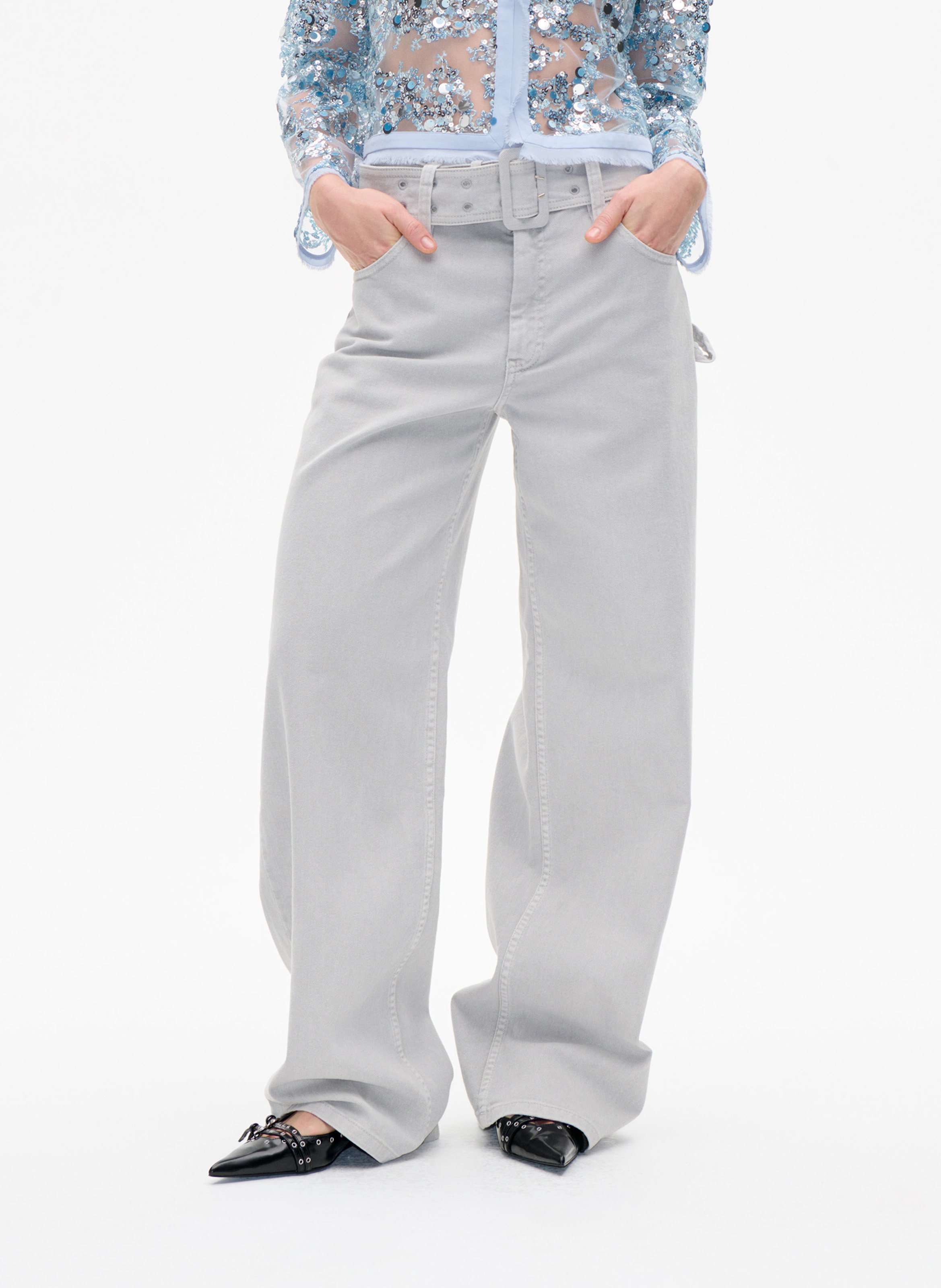 Wide-leg plain belt jeans BAUM UND PFERDGARTEN Grey