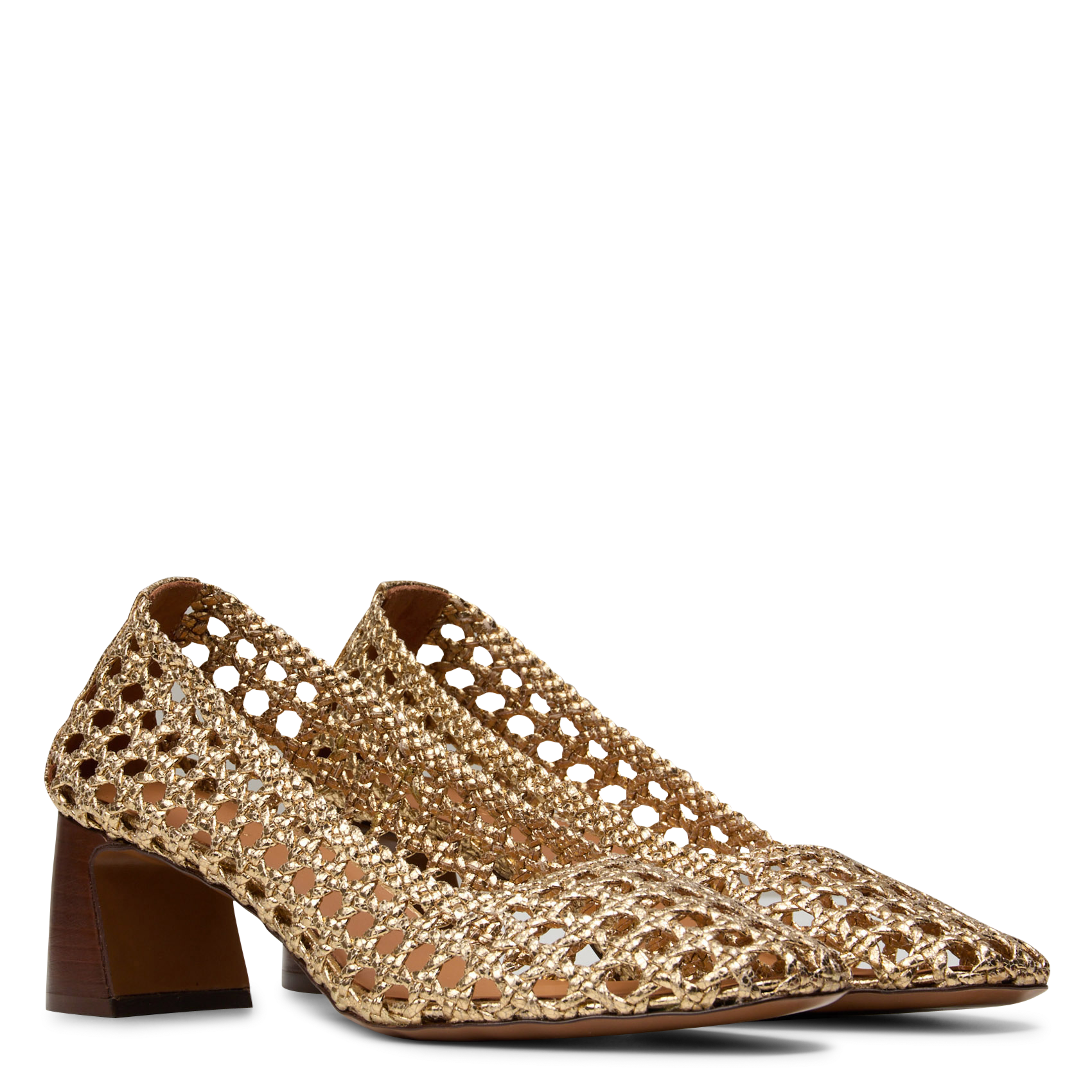 Lederpumps mit Lurex RIVECOUR Golden