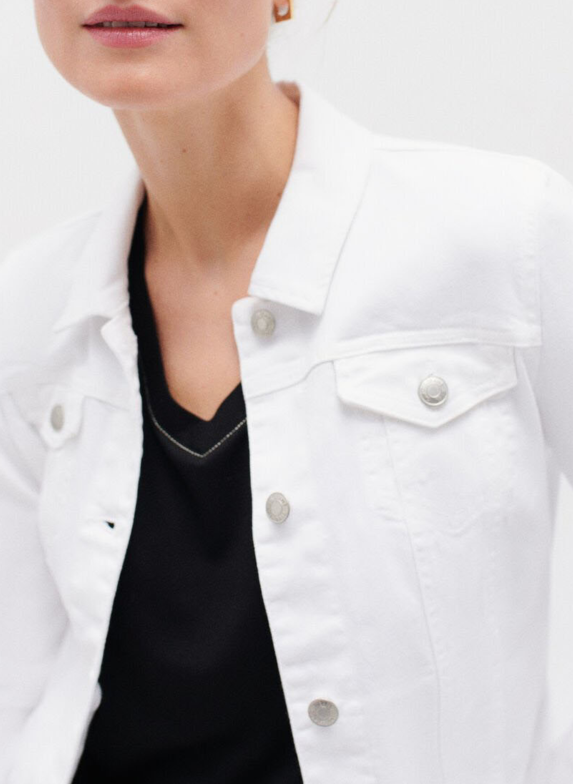 Veste denim en coton mélangé CAROLL Blanc