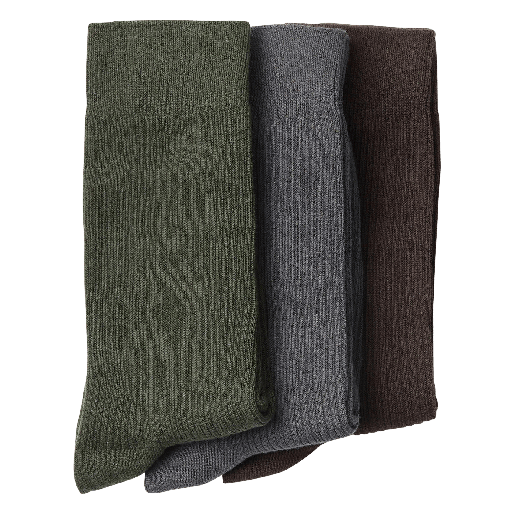 Set of 3 pairs of plain socks in blended cotton SELECTED Green
