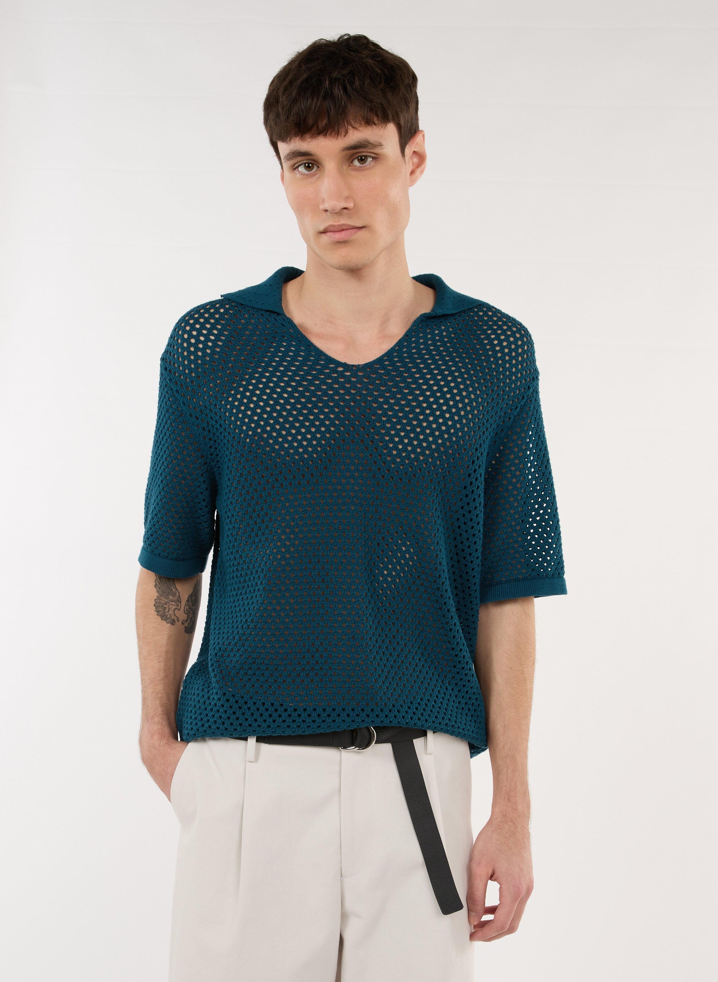 Gerade geschnittenes Poloshirt aus Baumwolle SAISON 1865 Blau