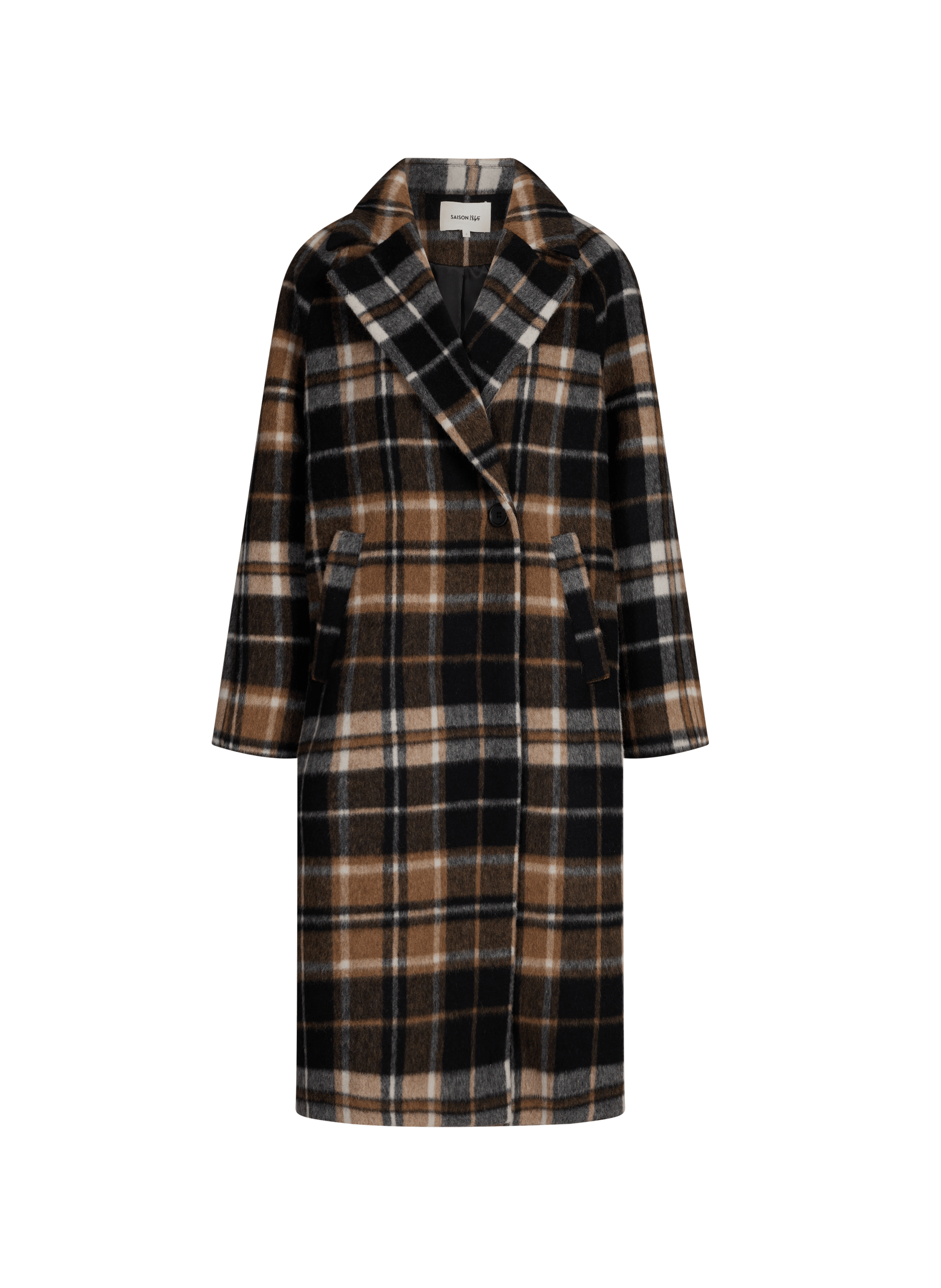 Straight long coat with check pattern SAISON 1865 Multicolored