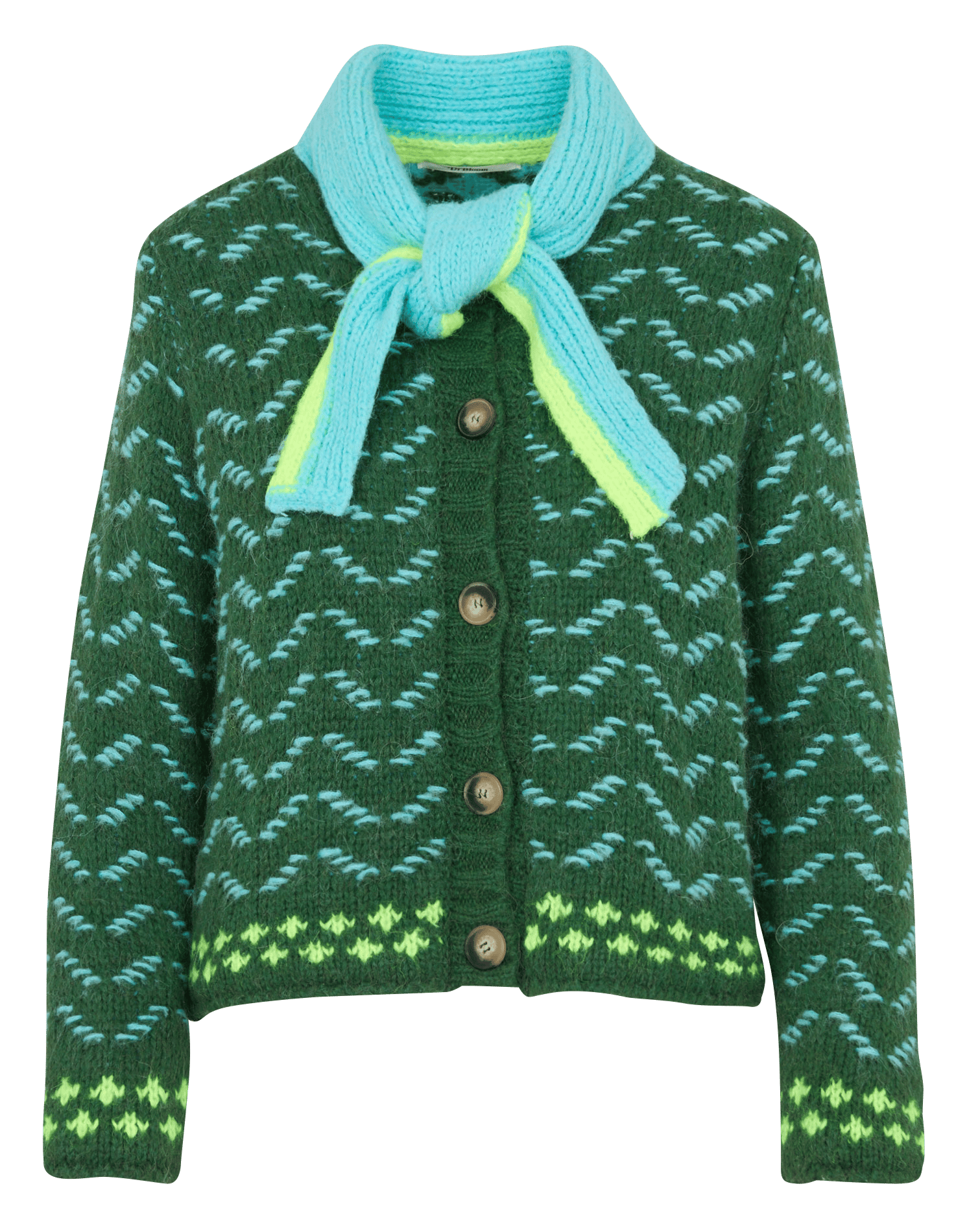 Cardigan droit col à nouer DR BLOOM Vert