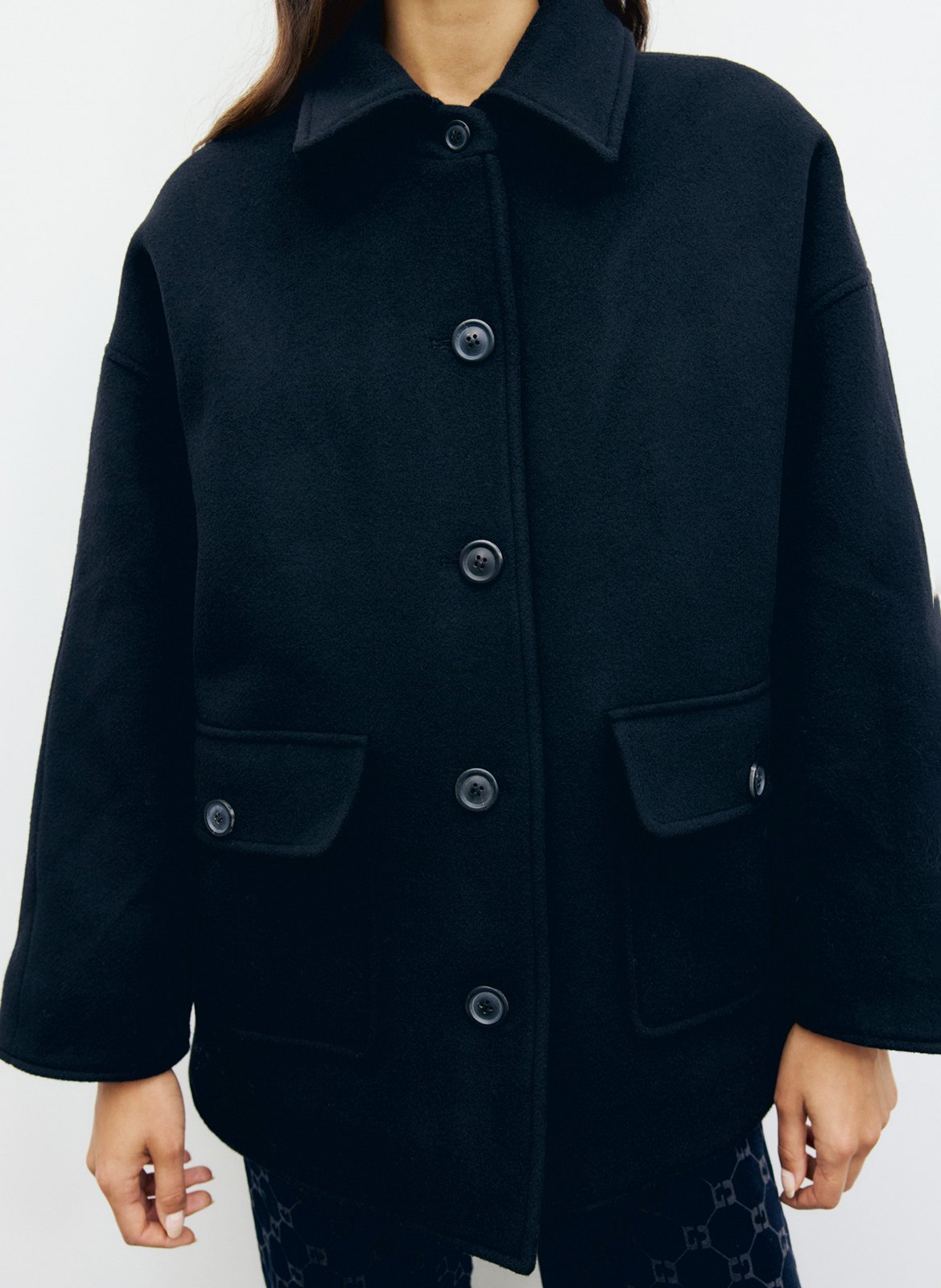 Manteau droit col classique en laine mélangée GERARD DAREL Noir