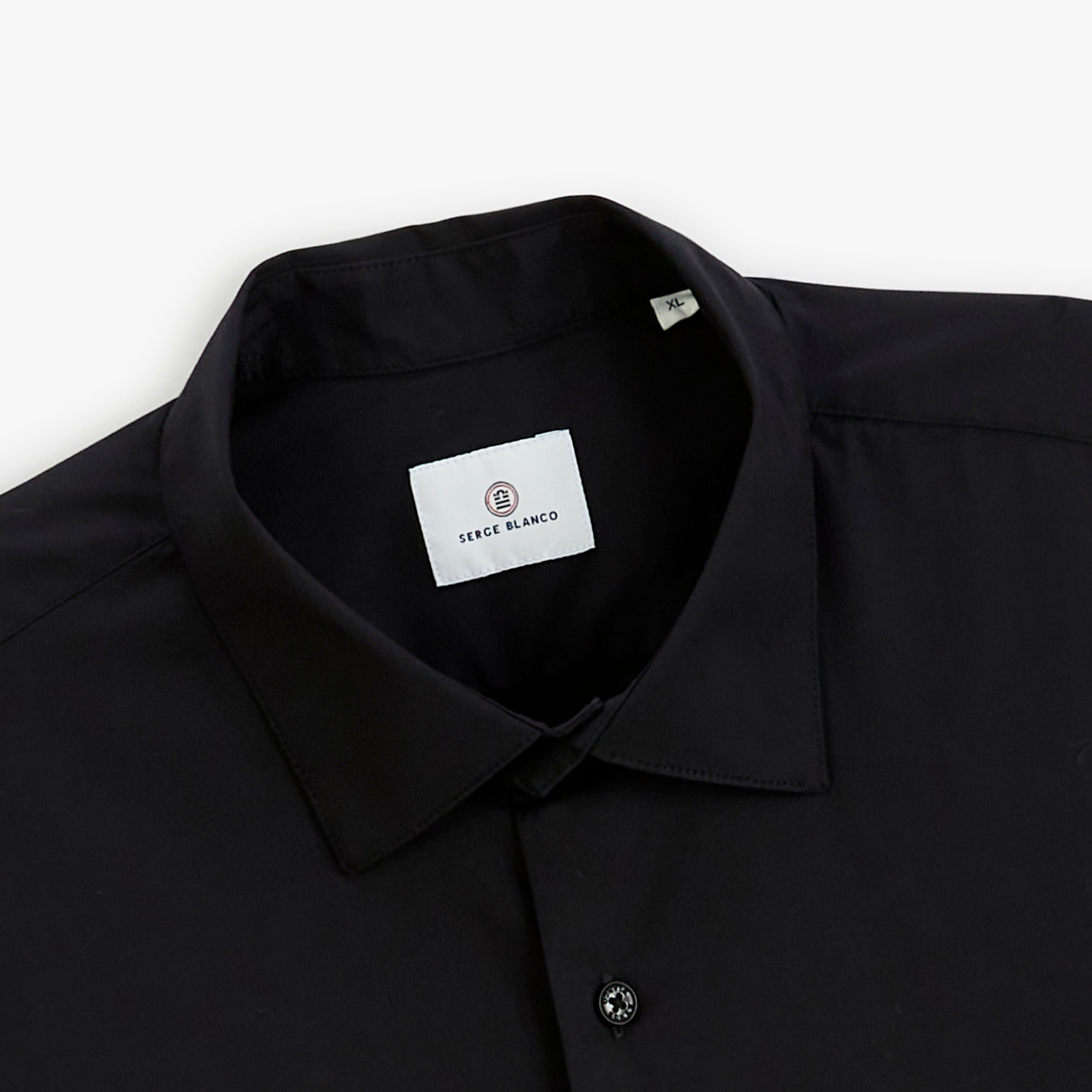 Black solid long-sleeve stretch shirt SERGE BLANCO Black
