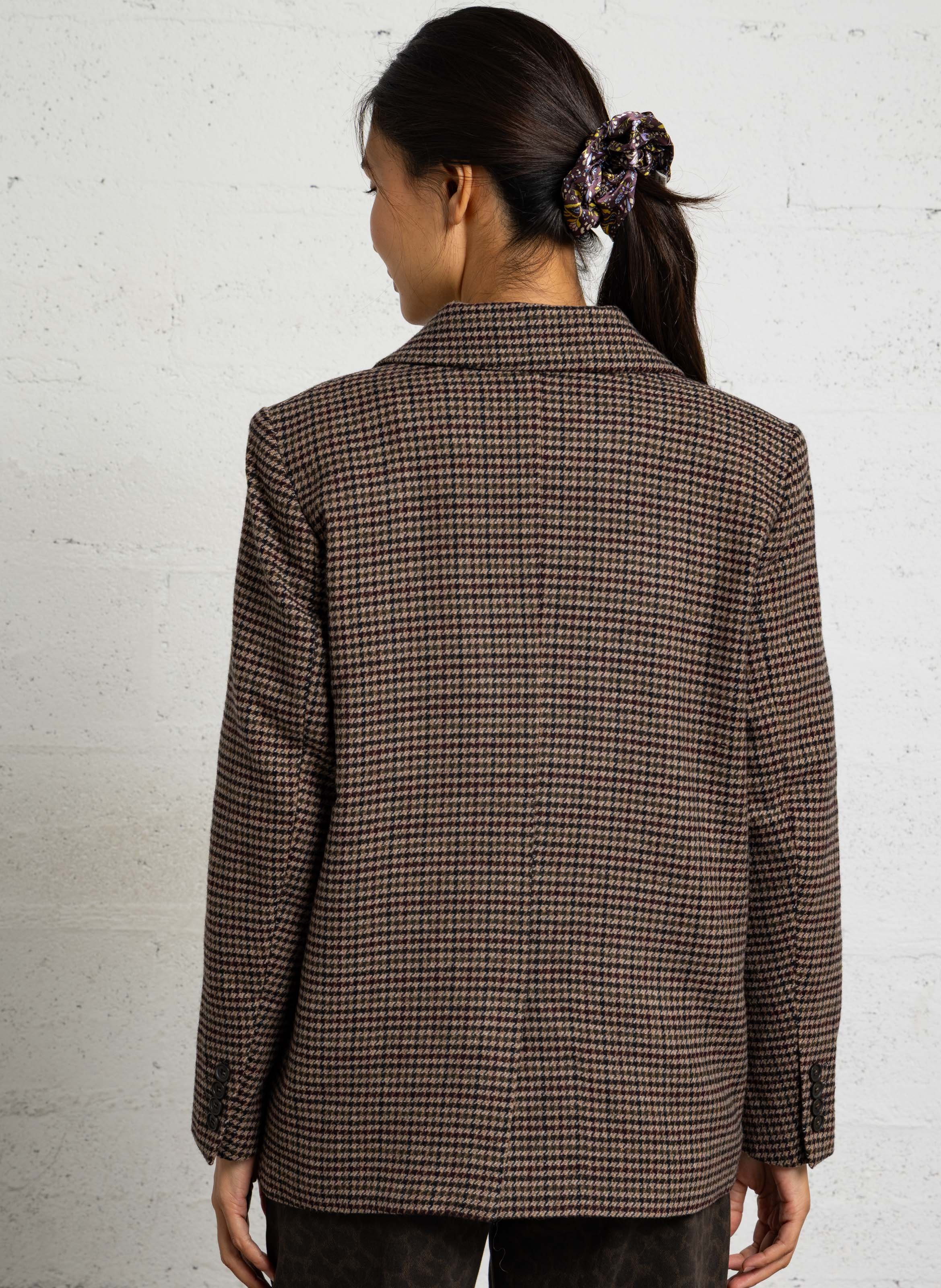Veste droite motif pied de poule en laine mélangée DES PETITS HAUTS Multicolore