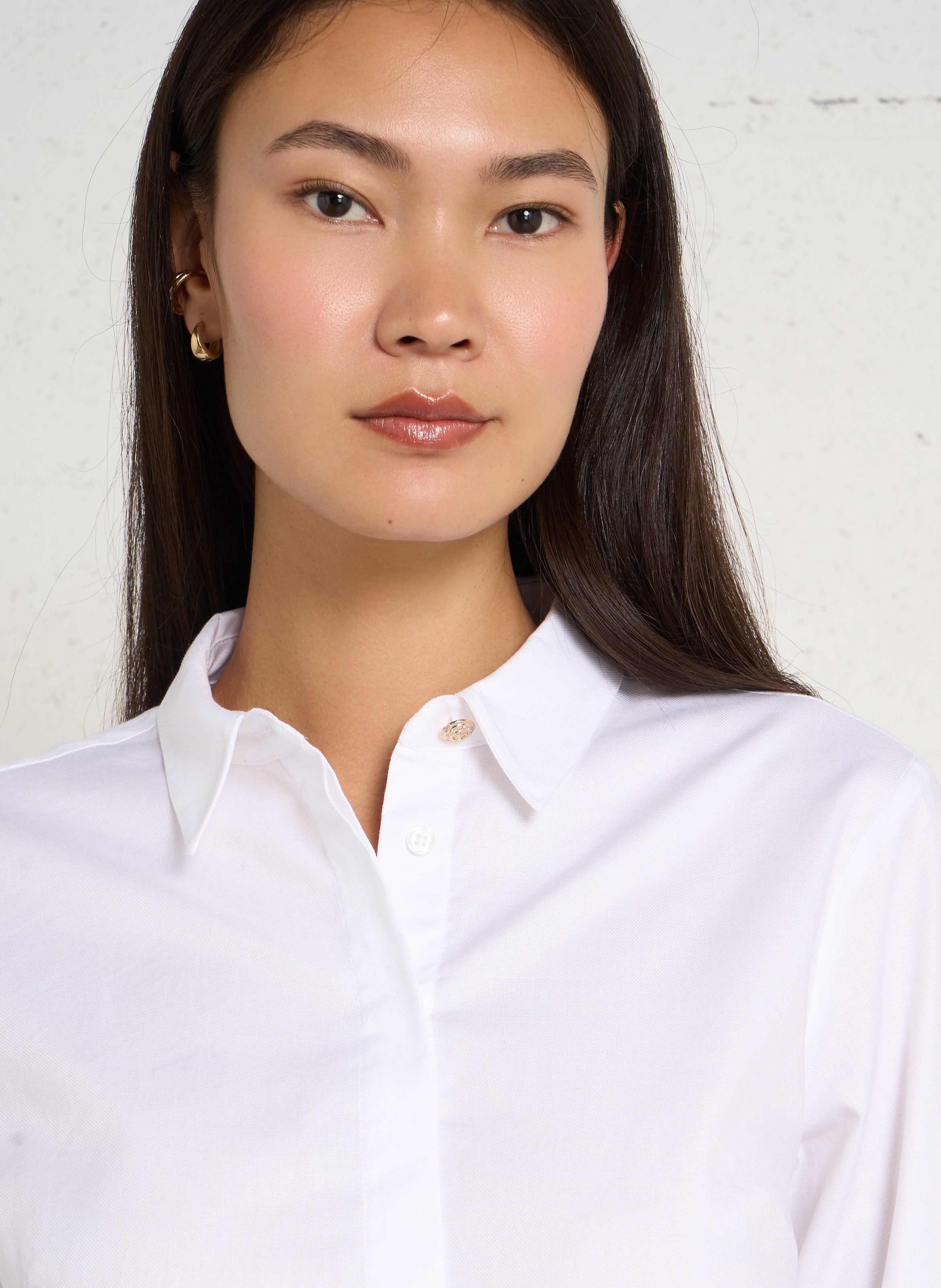 Chemise droite en coton MAISON 123 Blanc