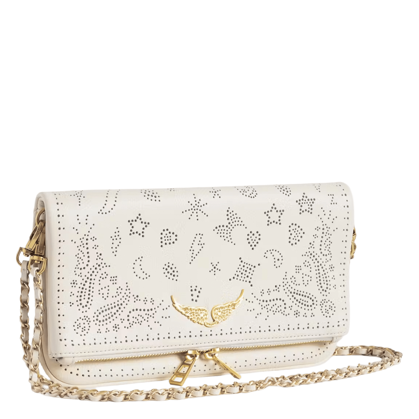 Sac bandoulière à strass en cuir ZADIG&VOLTAIRE Blanc