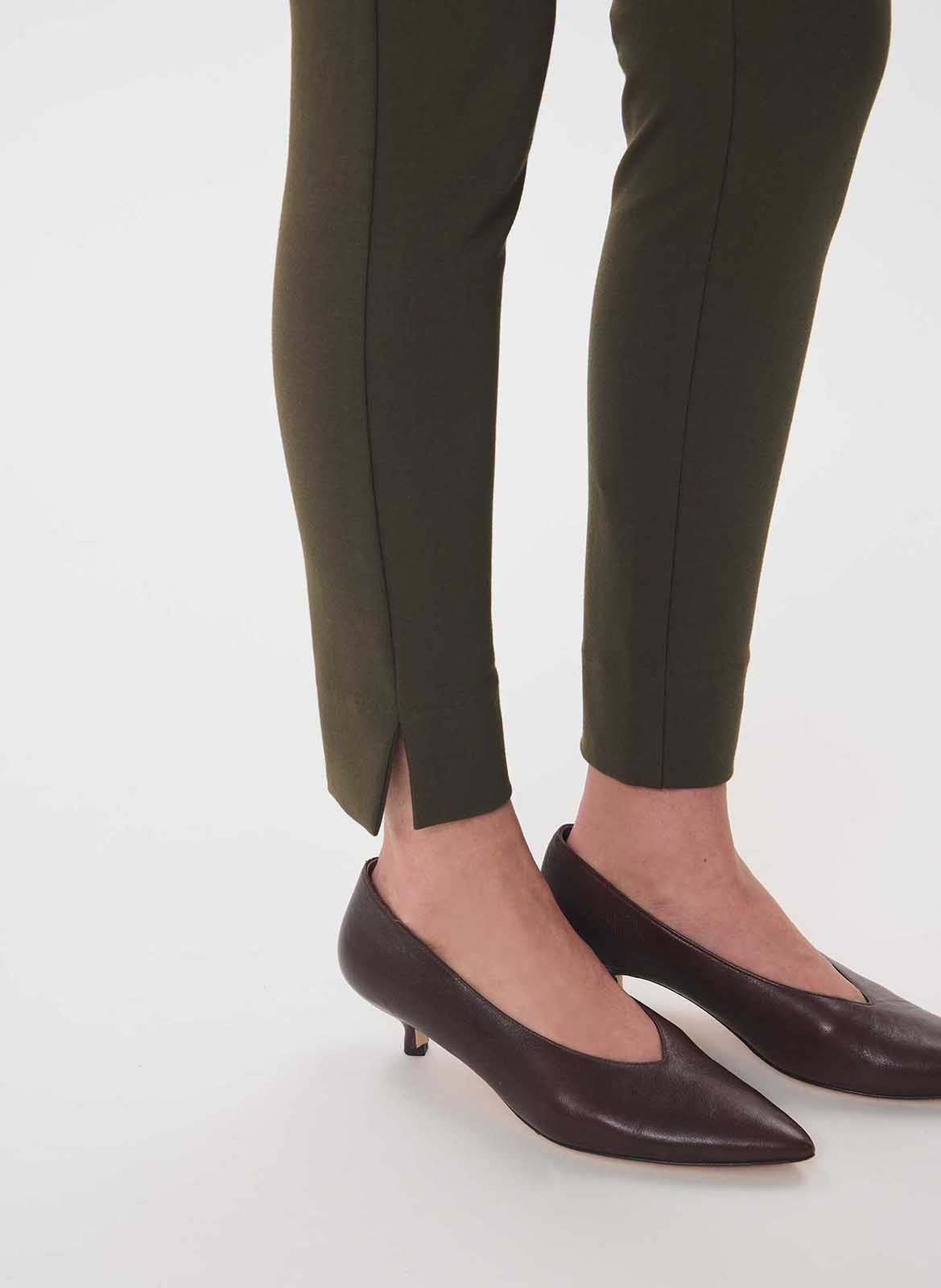 Effen slim fit broek met hoge taille TARA JARMON Groen
