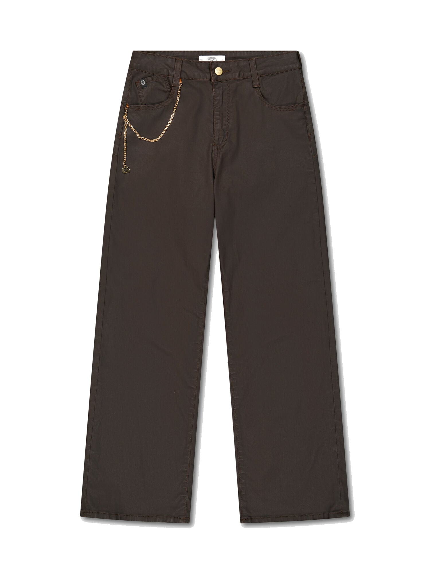 High-waisted loose-fit zip jeans LE TEMPS DES CERISES Brown