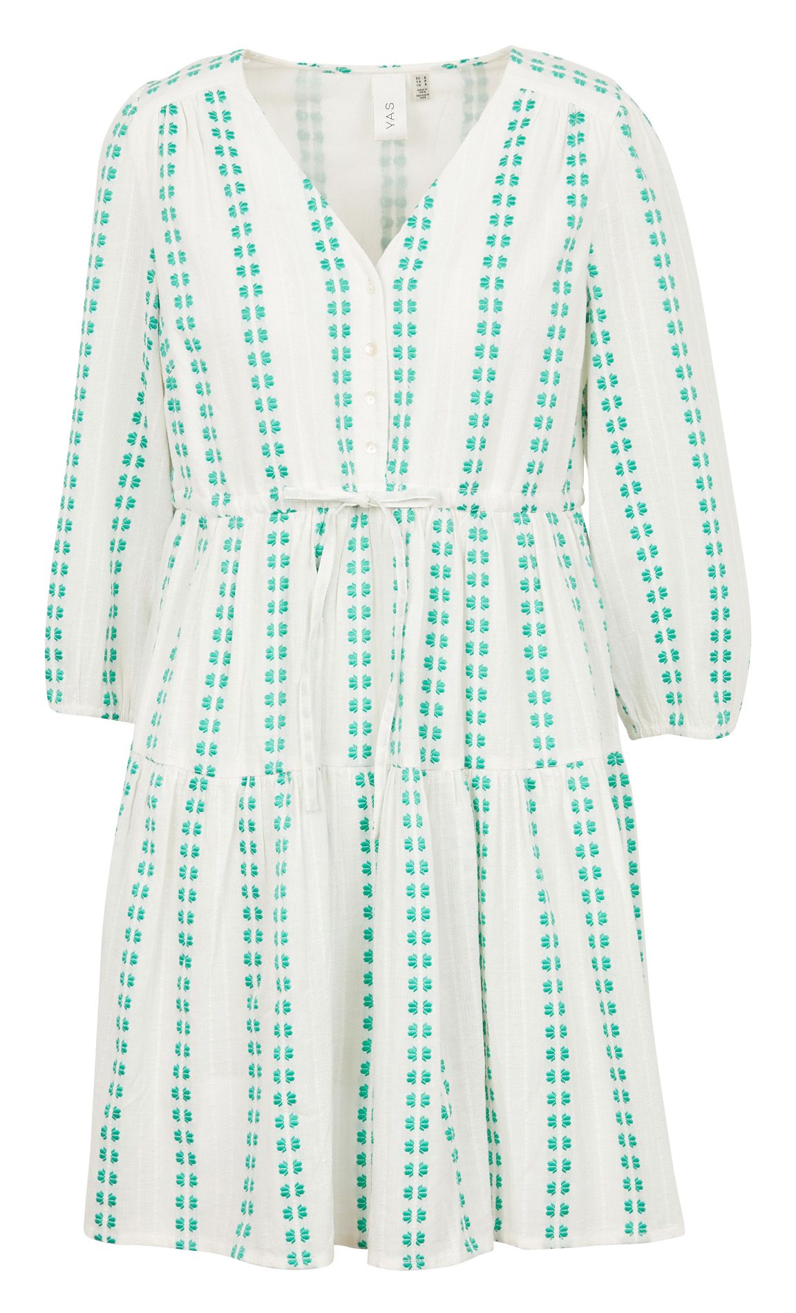 Weites Kleid mit V aus Baumwoll-Mix YAS Weiss