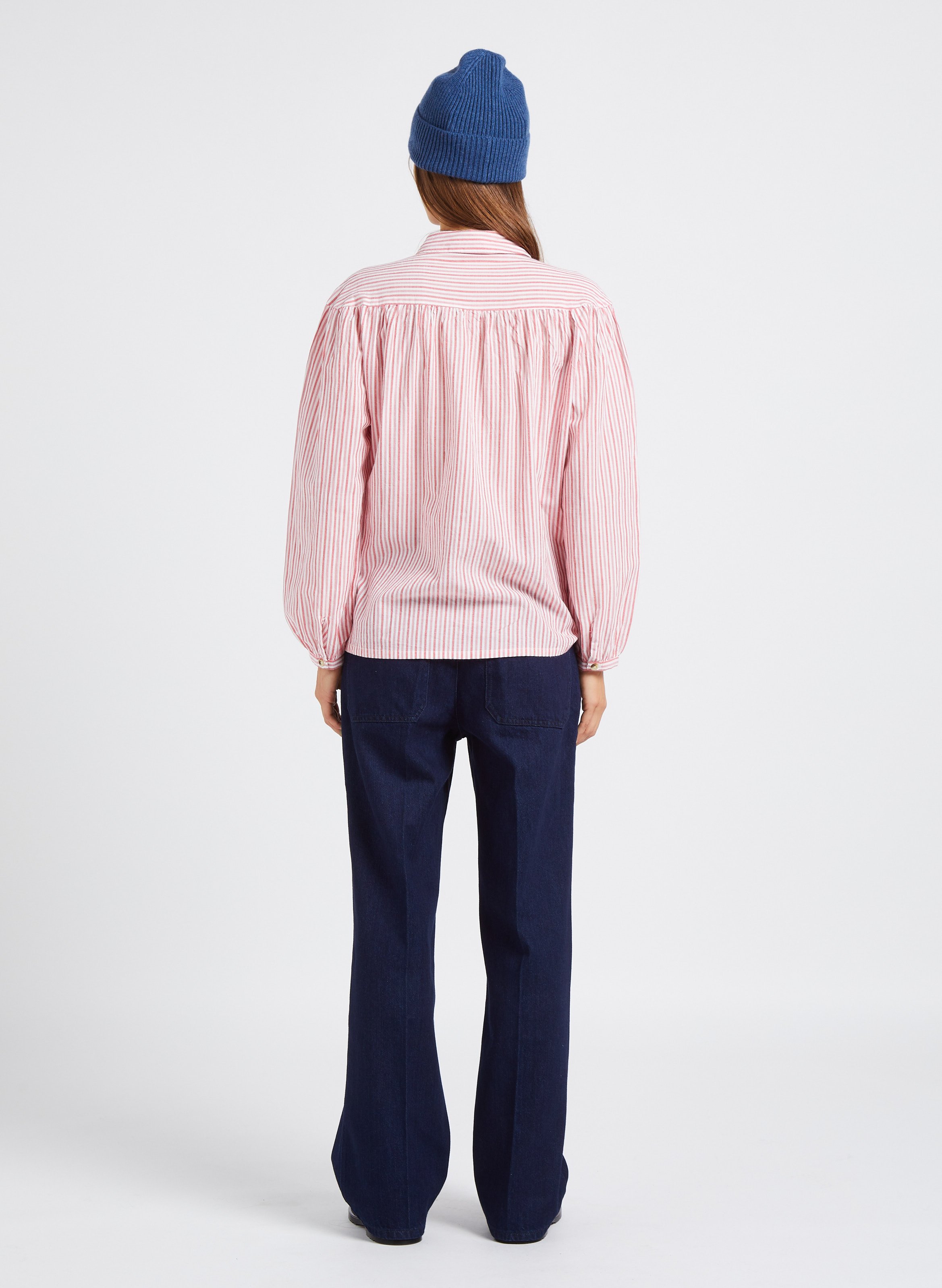 Jean droit taille haute en coton LAB DIP Bleu