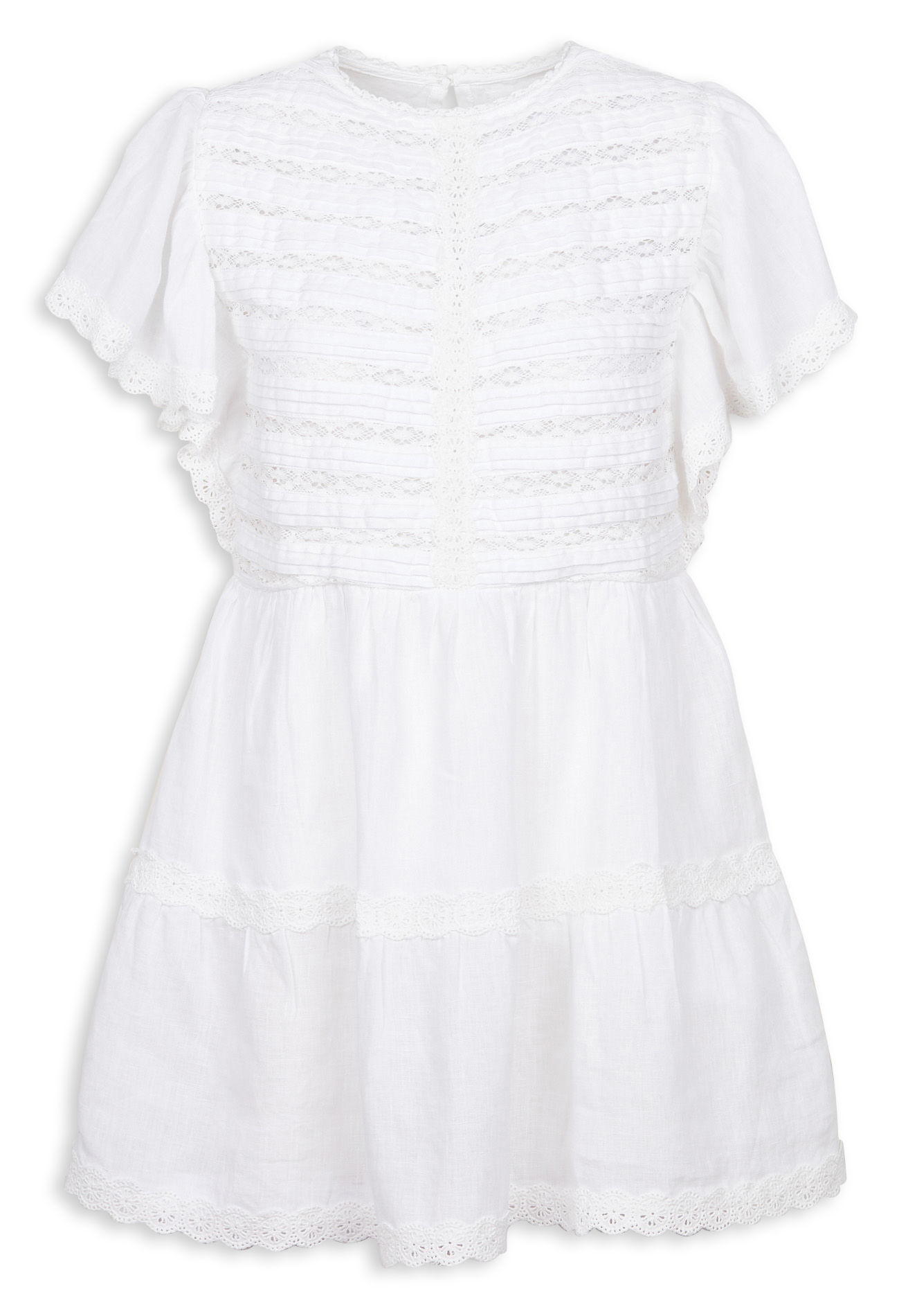 Short straight linen round-neck dress THE NEW SOCIETY White