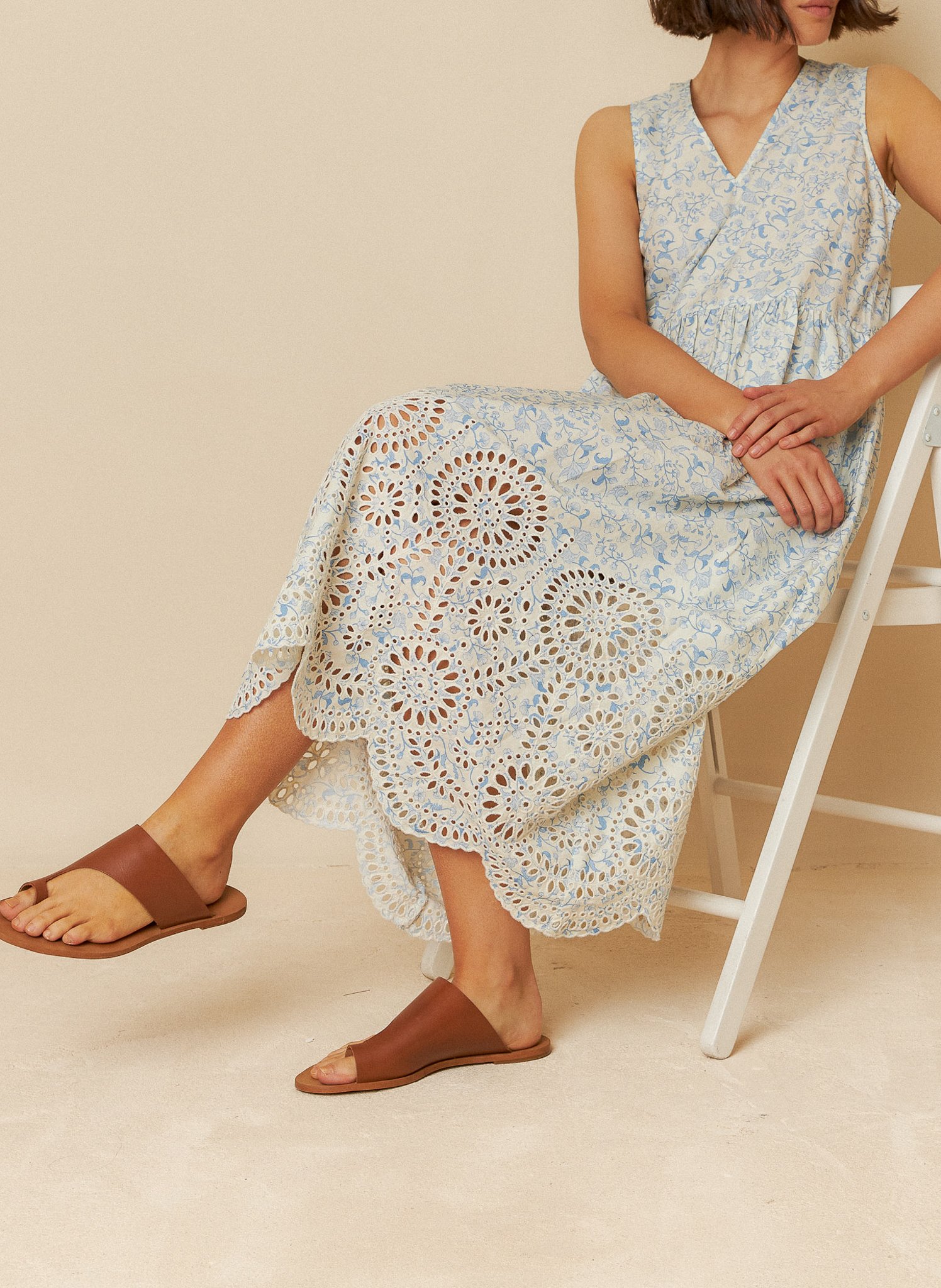 Embroidered long dress INDI & COLD Blue