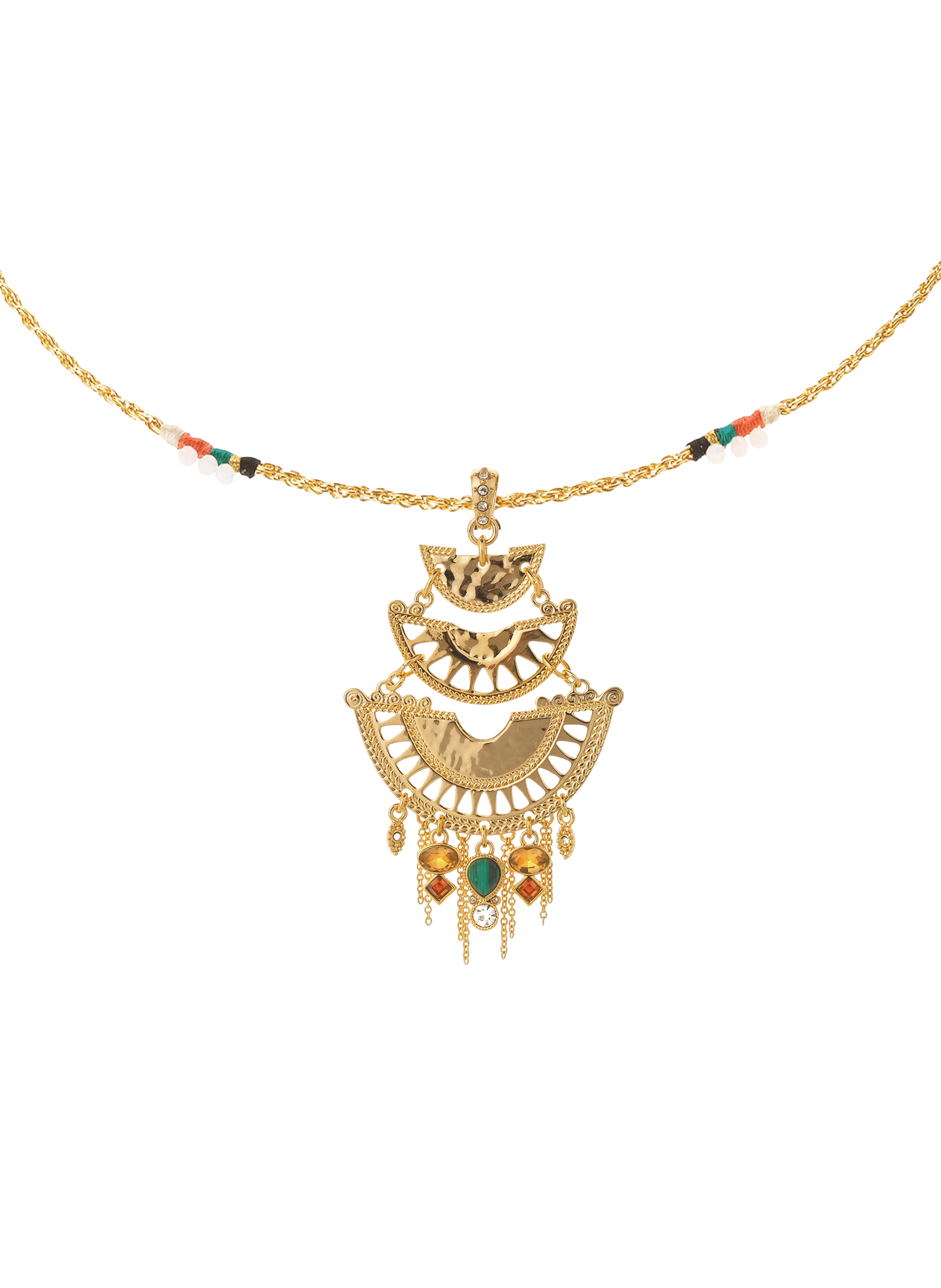 Chain necklace with central cabochon and beads HIPANEMA Golden