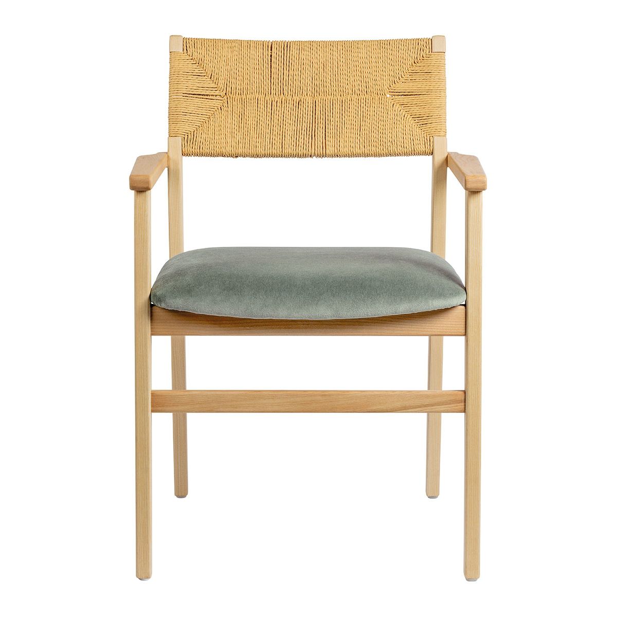 Chaise paloma en corde de papier et velours - vert de gris BLANC D'IVOIRE Vert