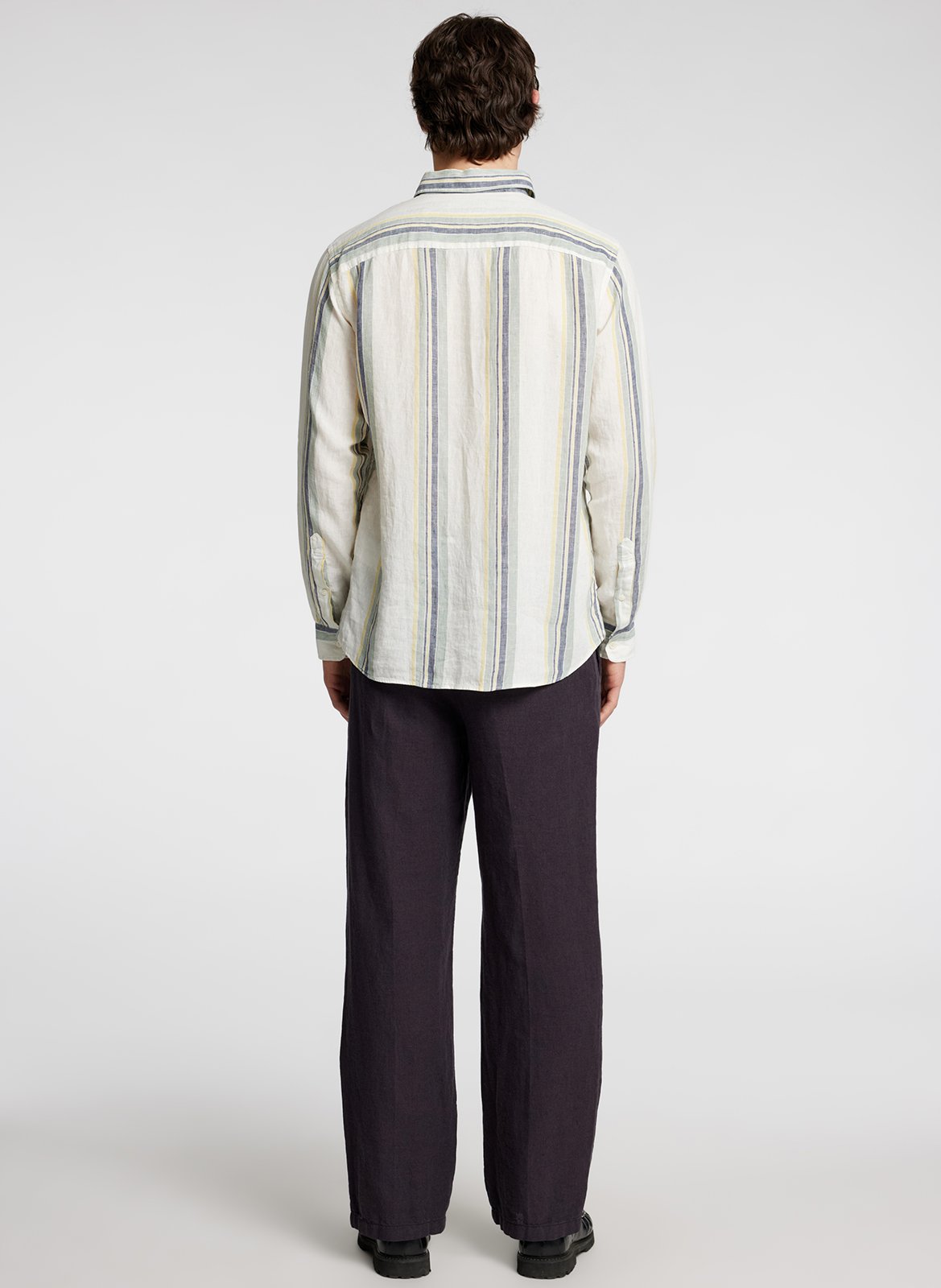 Straight striped linen shirt SELECTED Beige