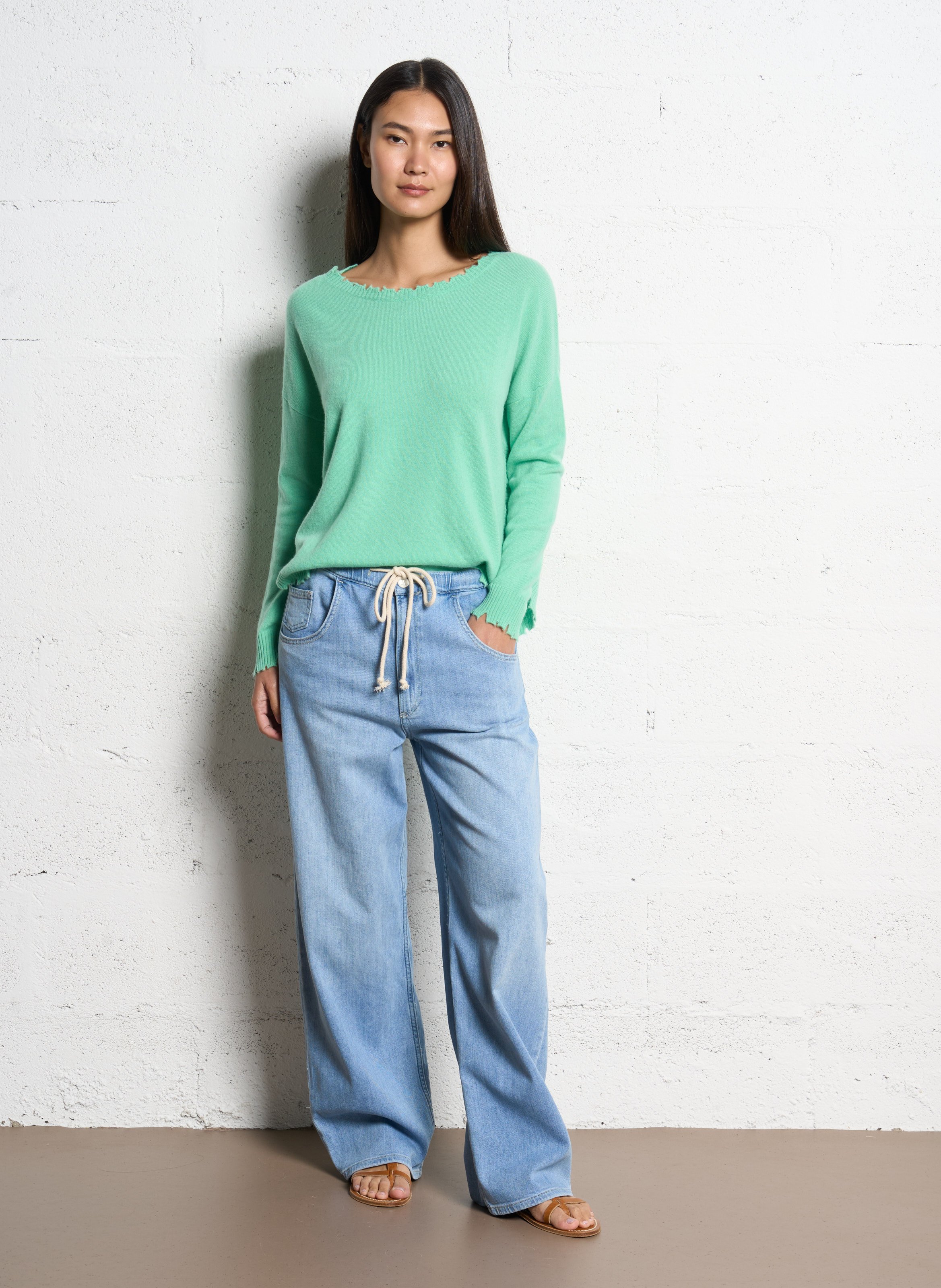 Pull oversize en cachemire maillé KUJTEN Vert