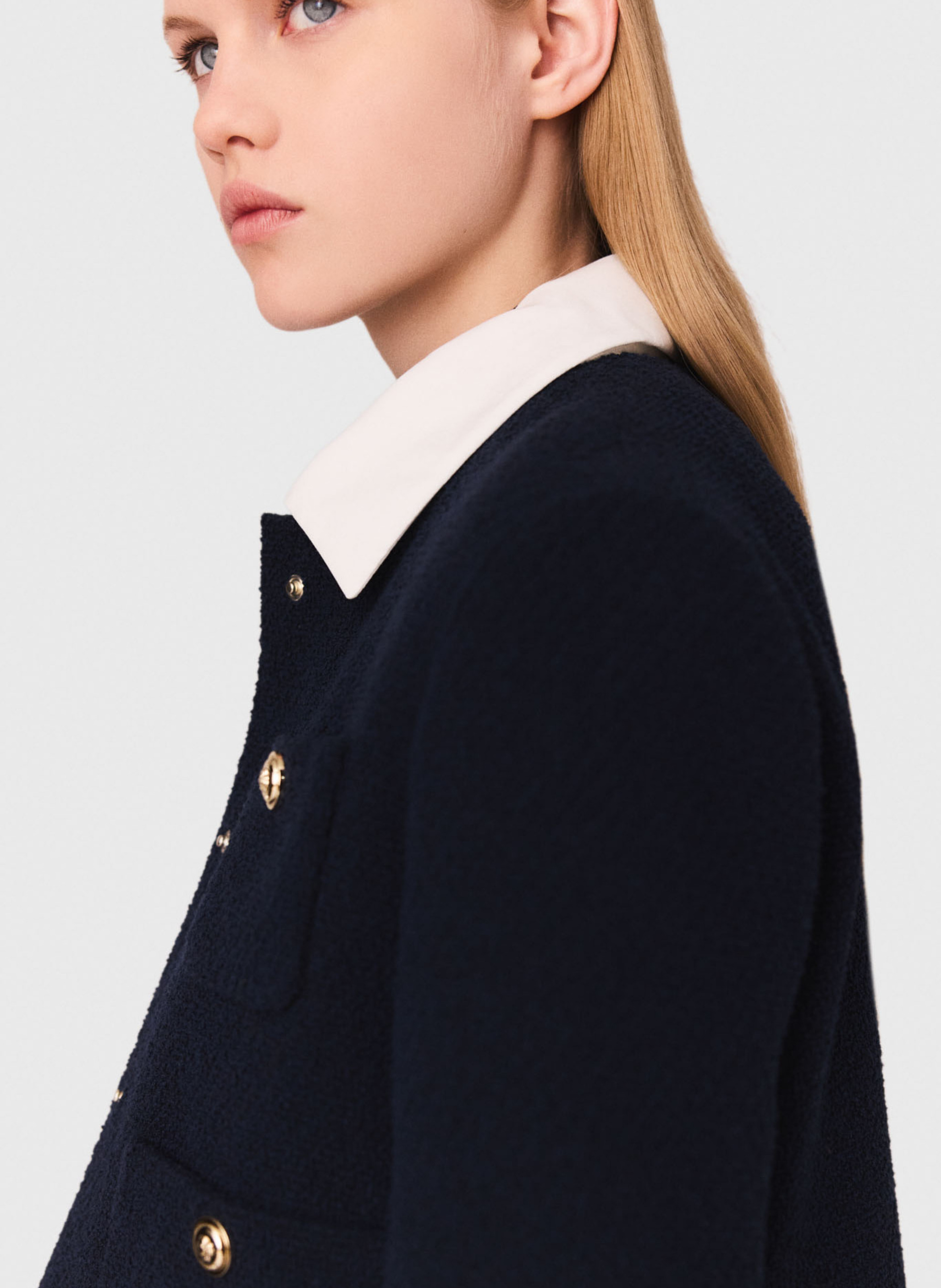 Veste droite en coton mélangé MAJE Bleu