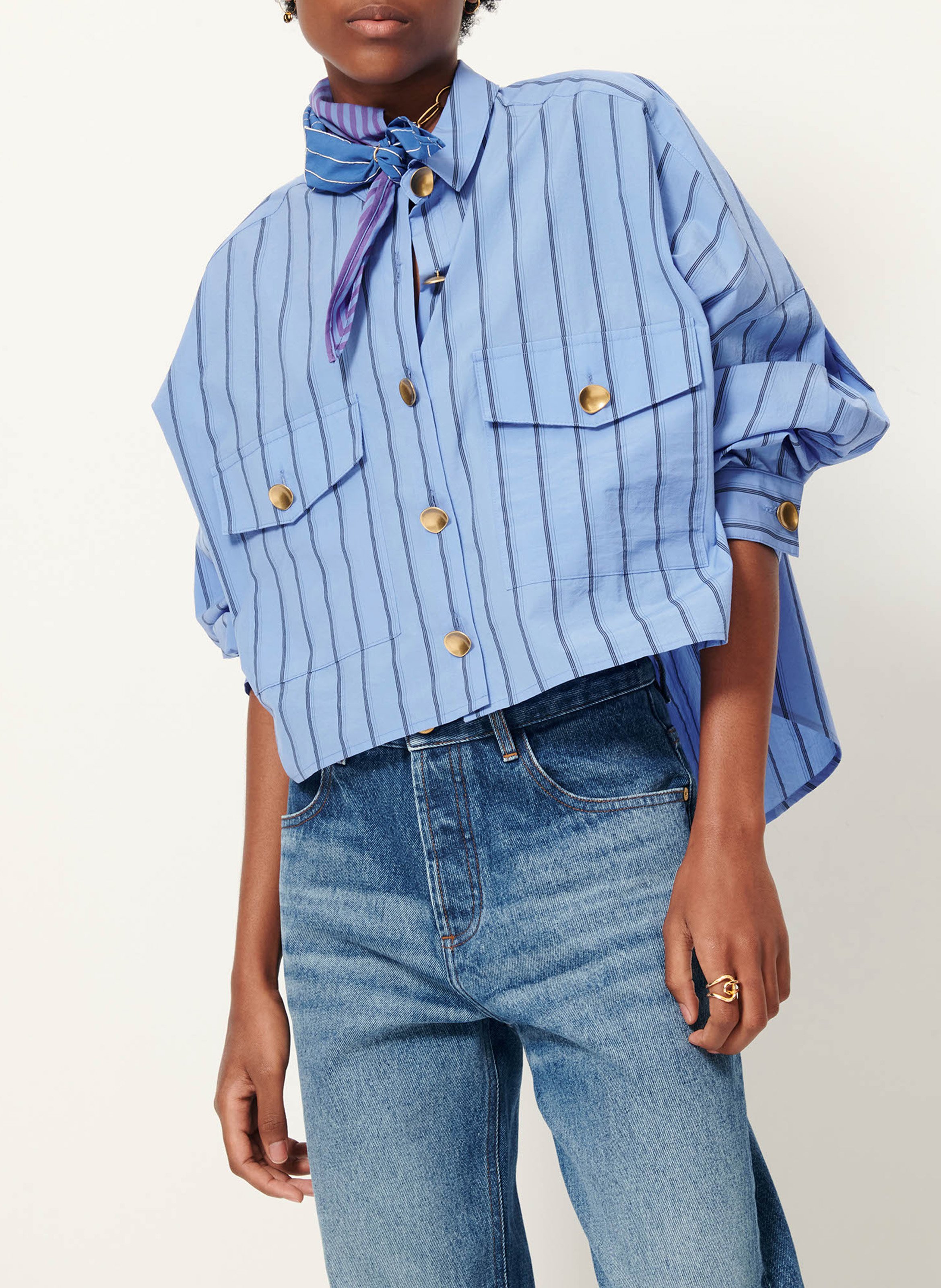 Chemise col classique en coton mélangé SESSUN Bleu