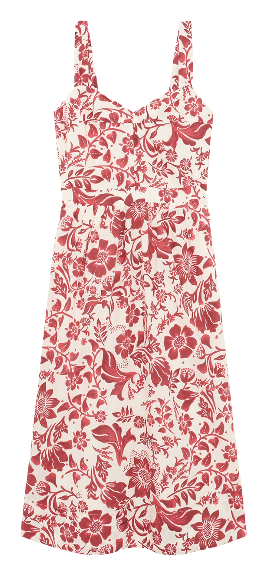 Halflange jurk met V-hals en bloemenprint CAROLL Beige