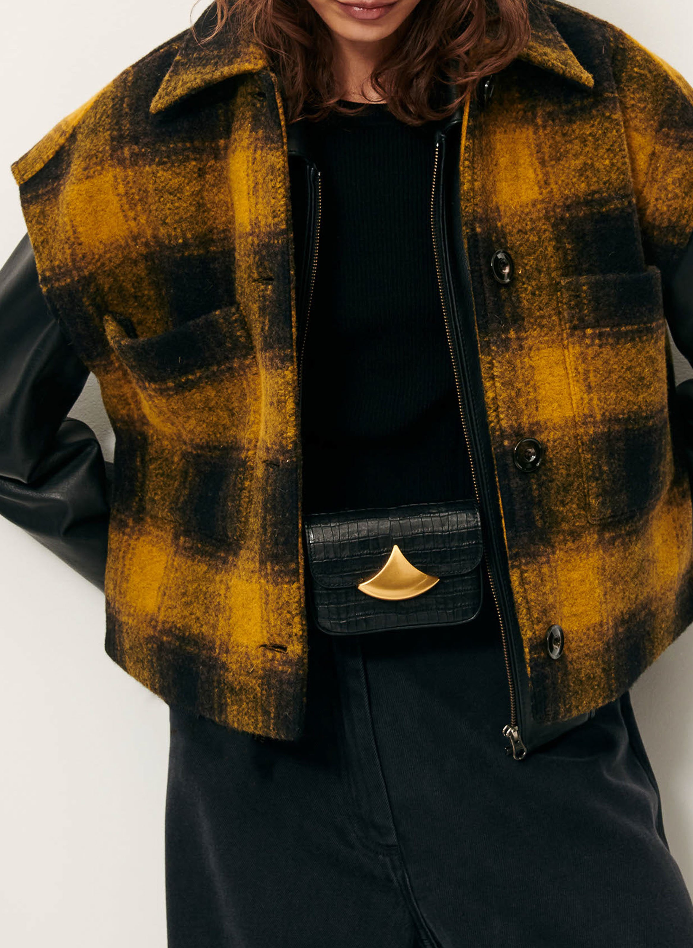 Checked wool-blend jacket SESSUN Khaki