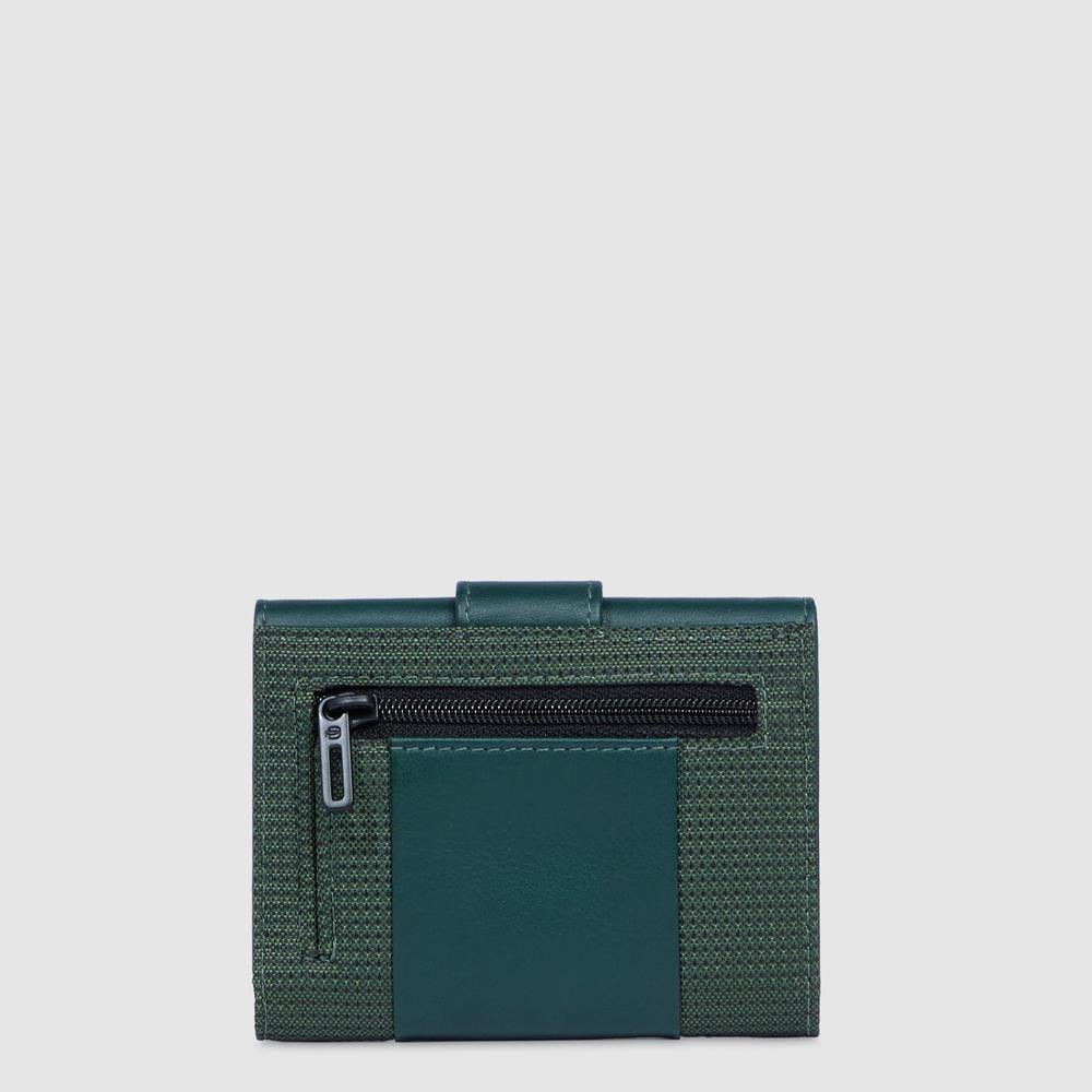 Portefeuille homme trifold à poche monnaie PIQUADRO Green