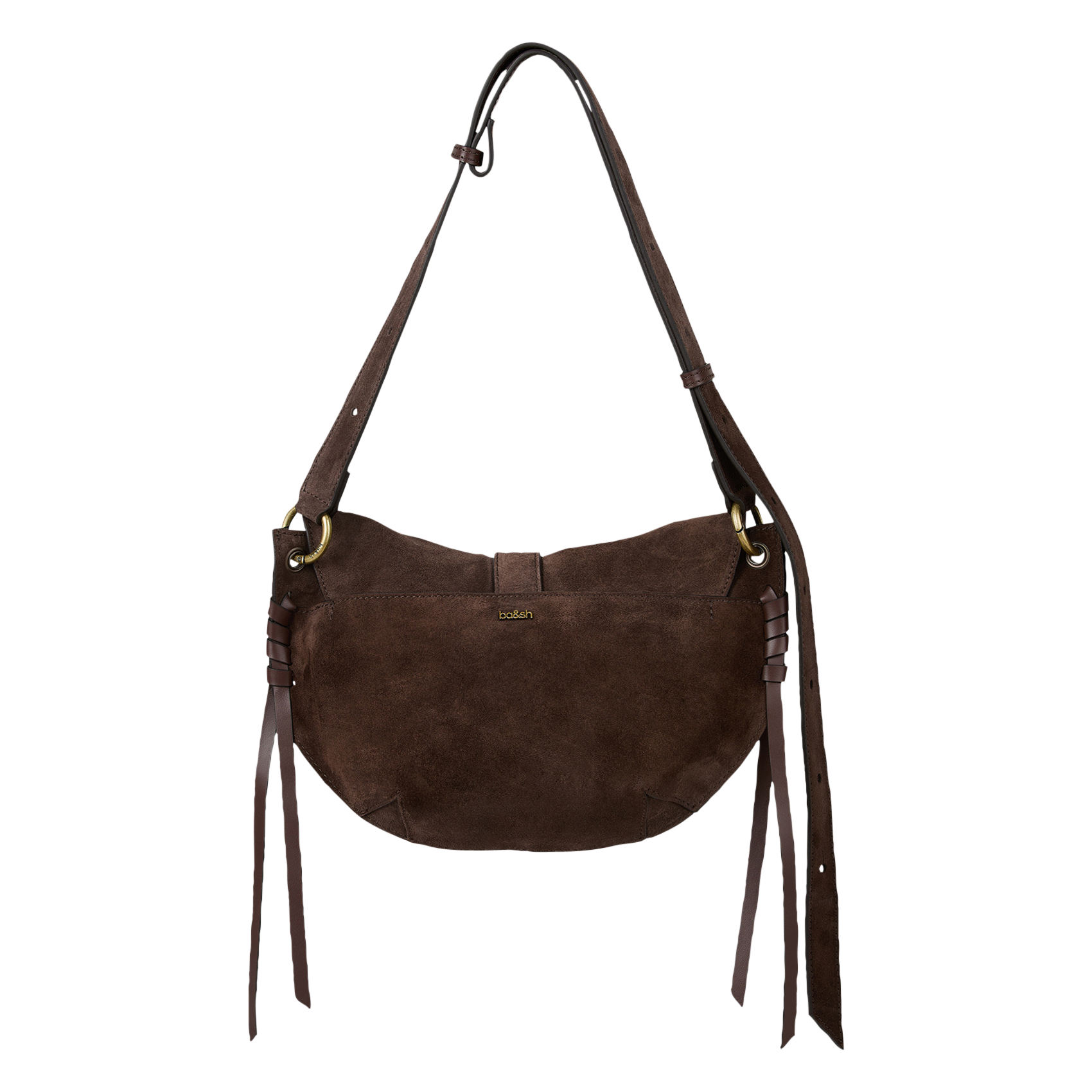 Sac bandoulière demi-lune en cuir BA&SH Marron