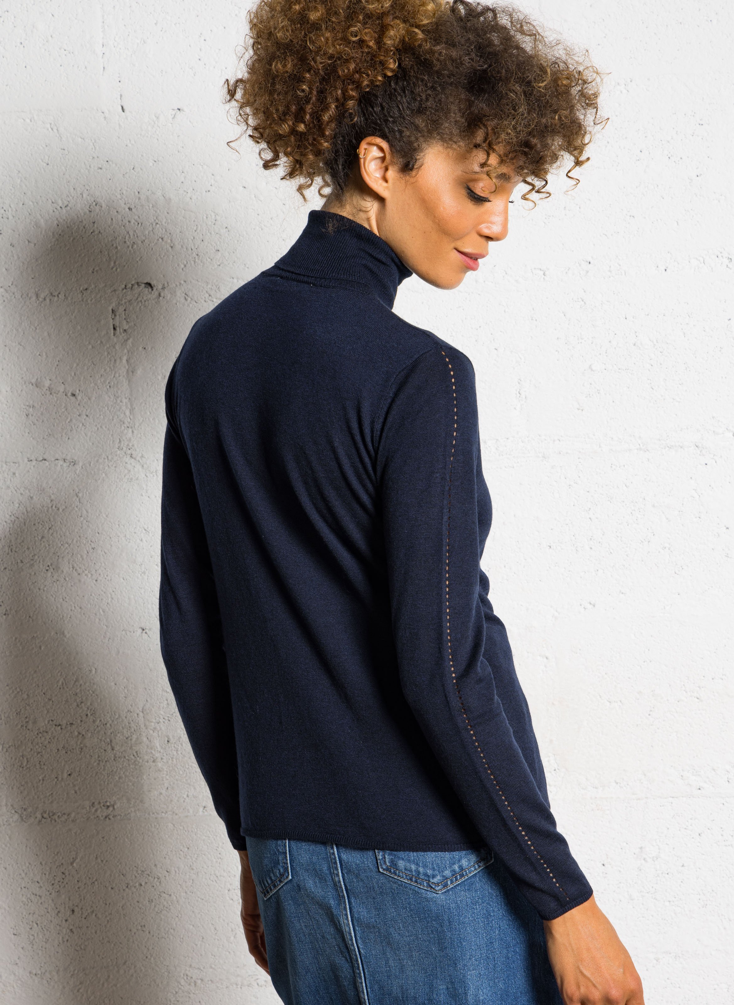 Pull col roulé manches longues uni  LA PETITE ETOILE Bleu