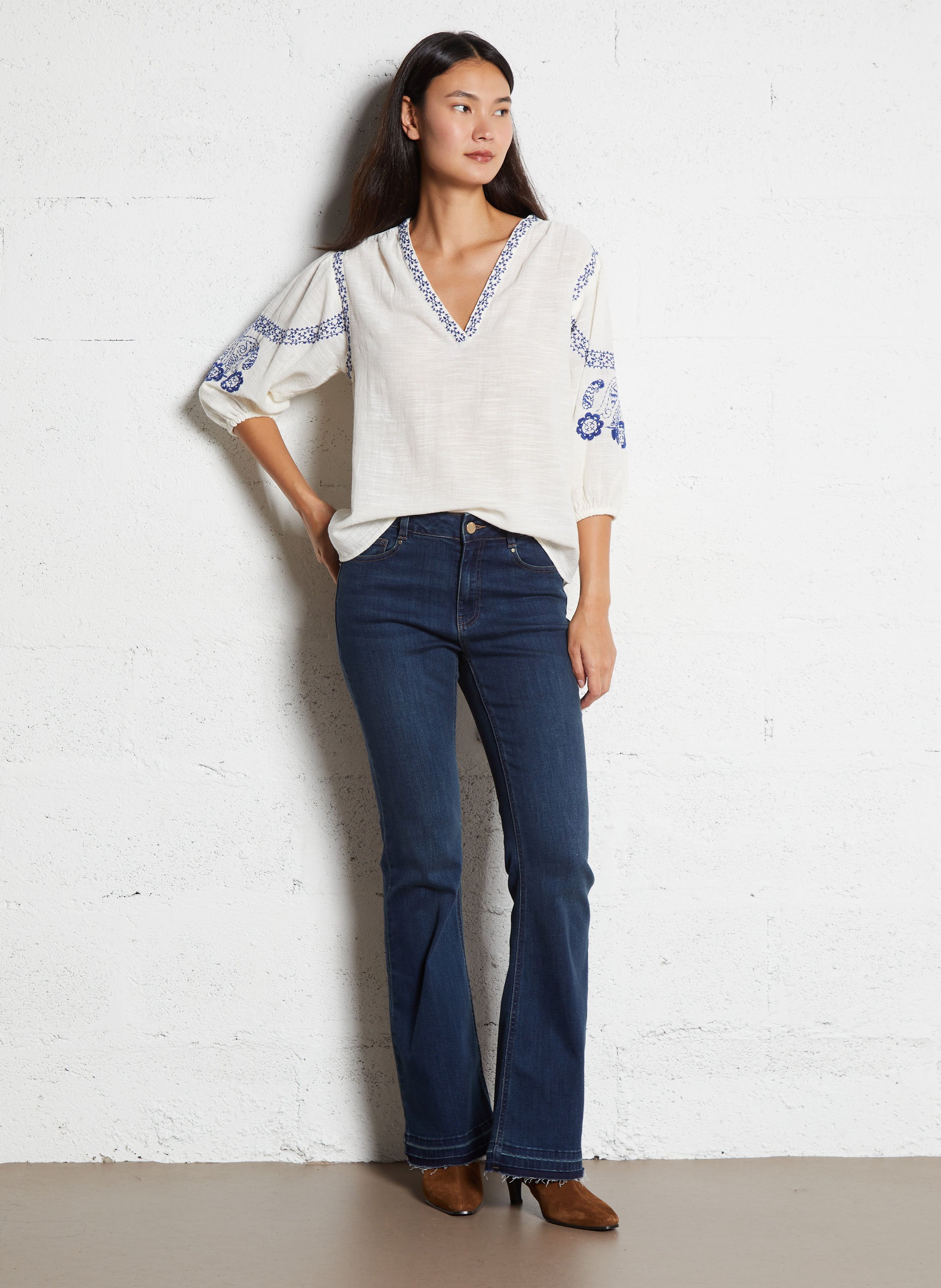 Jean bootcut en coton mélangé MAISON 123 Bleu