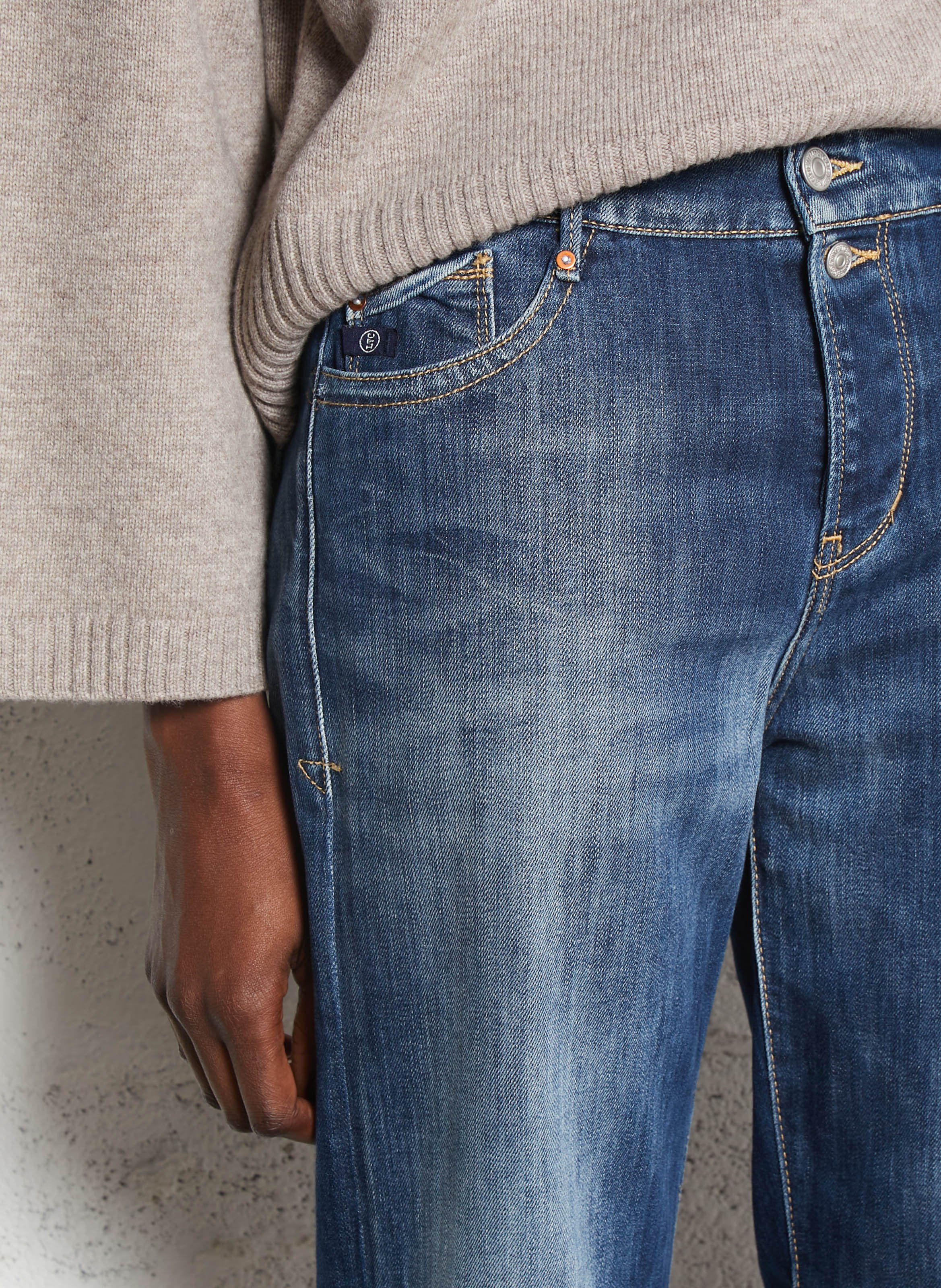 Jean droit en coton mélangé LE TEMPS DES CERISES Bleu