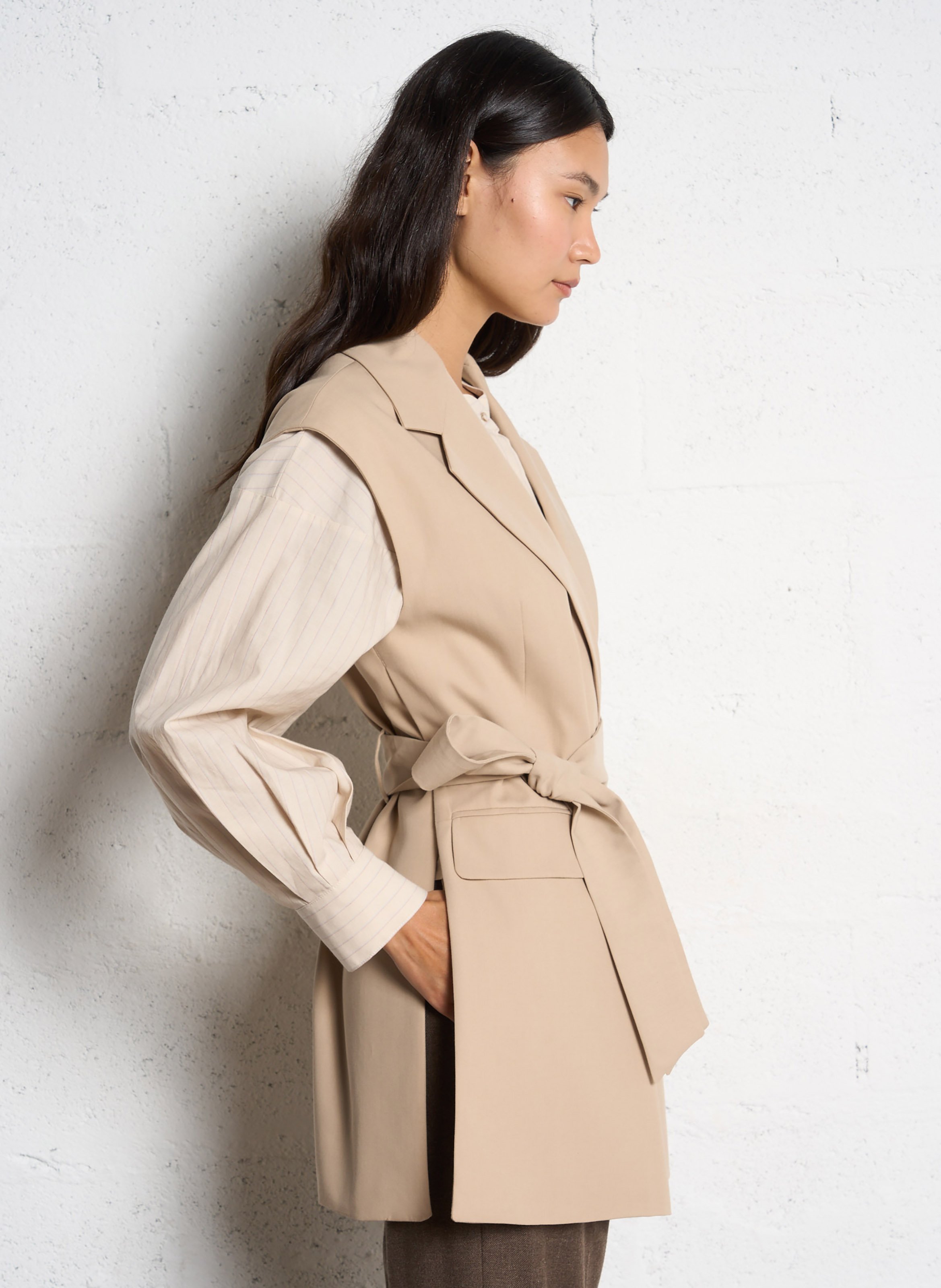 Sleeveless cotton blazer MAX MARA WEEK END Beige