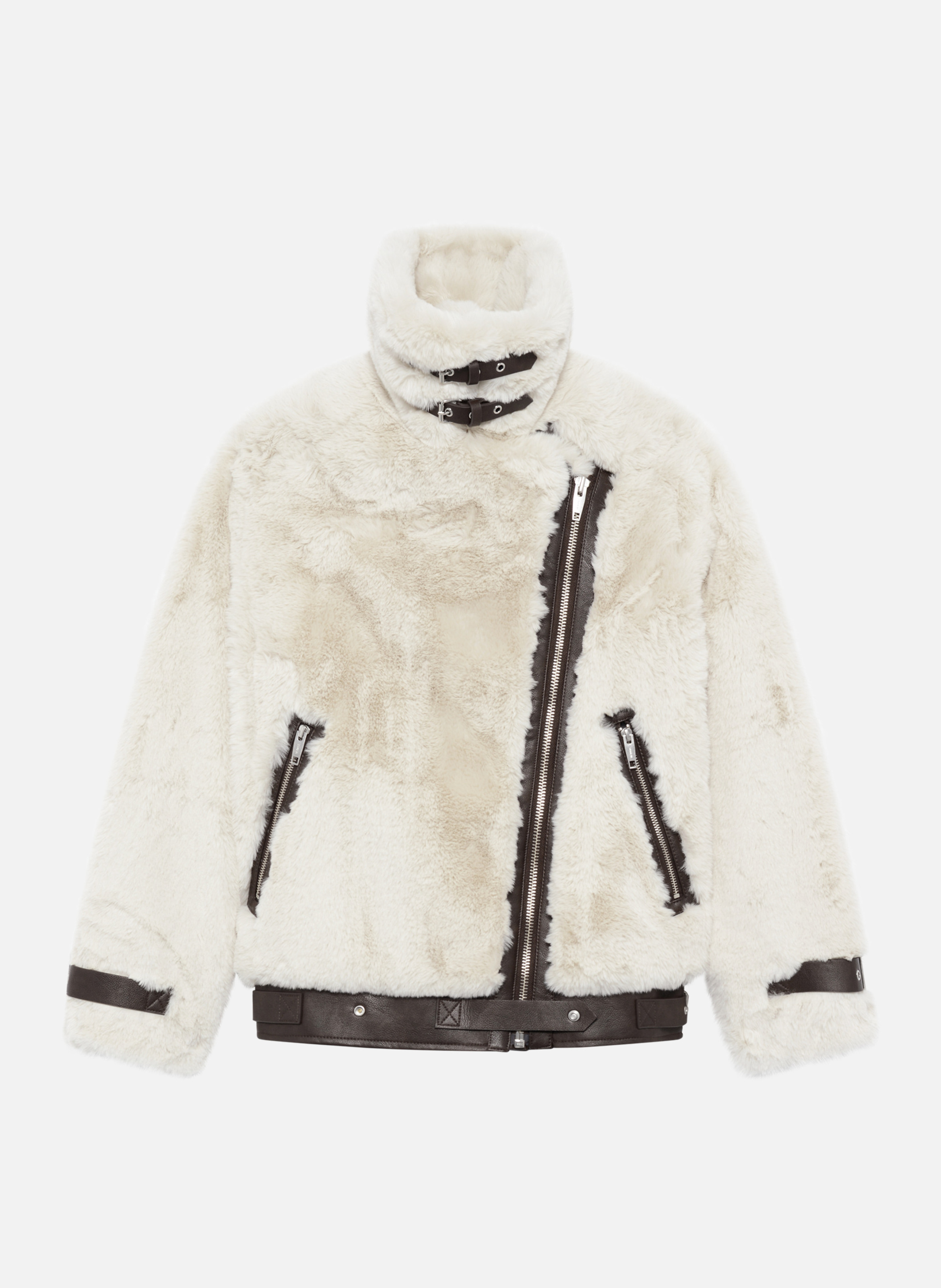 Faux fur aviator jacket White