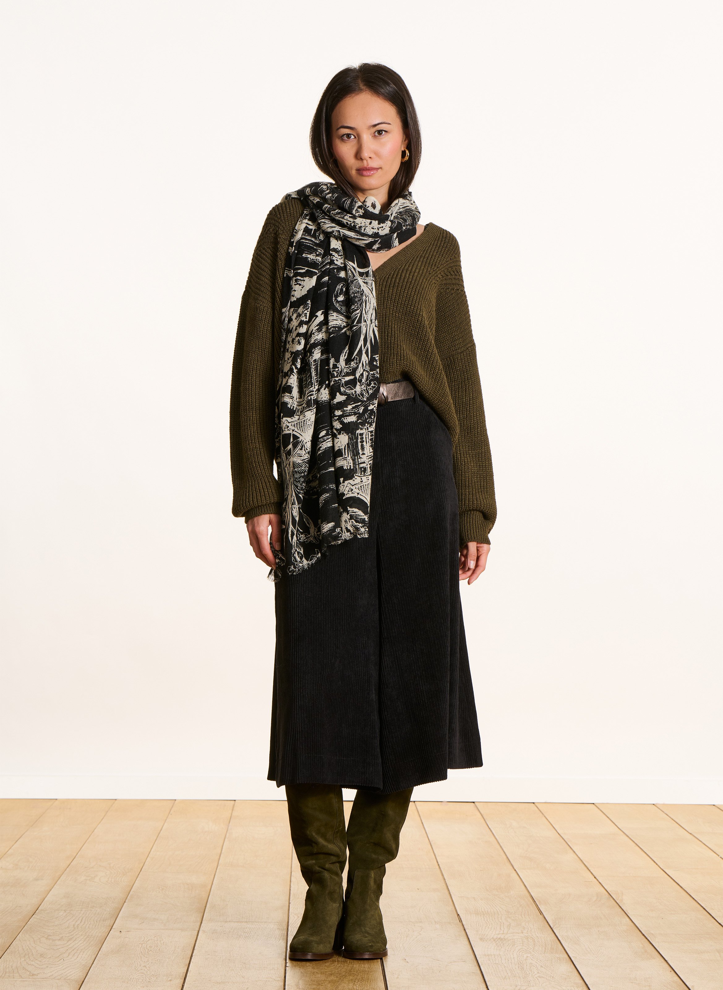 Foulard en laine LA FEE MARABOUTEE Noir