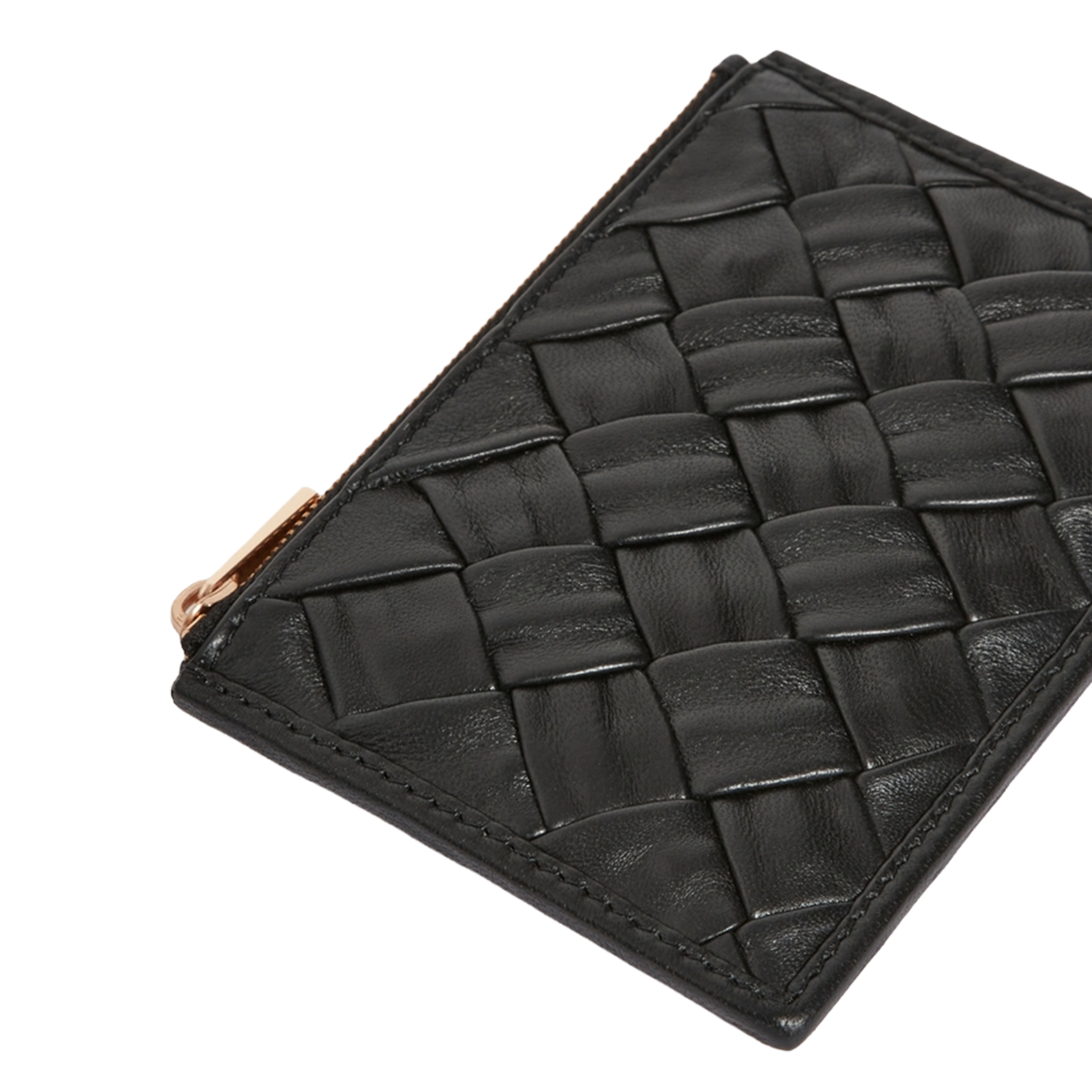 Ritsportemonnee van gevlochten leer VANESSA BRUNO Zwart