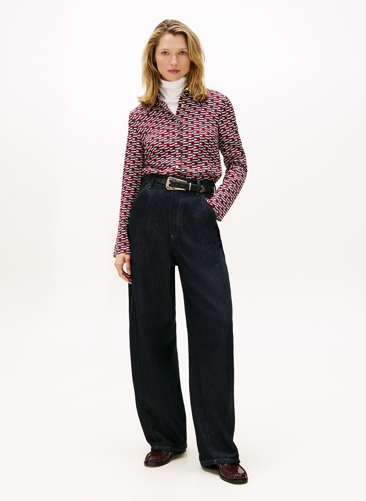 Chemise courte droite imprimée TOMMY HILFIGER Bleu